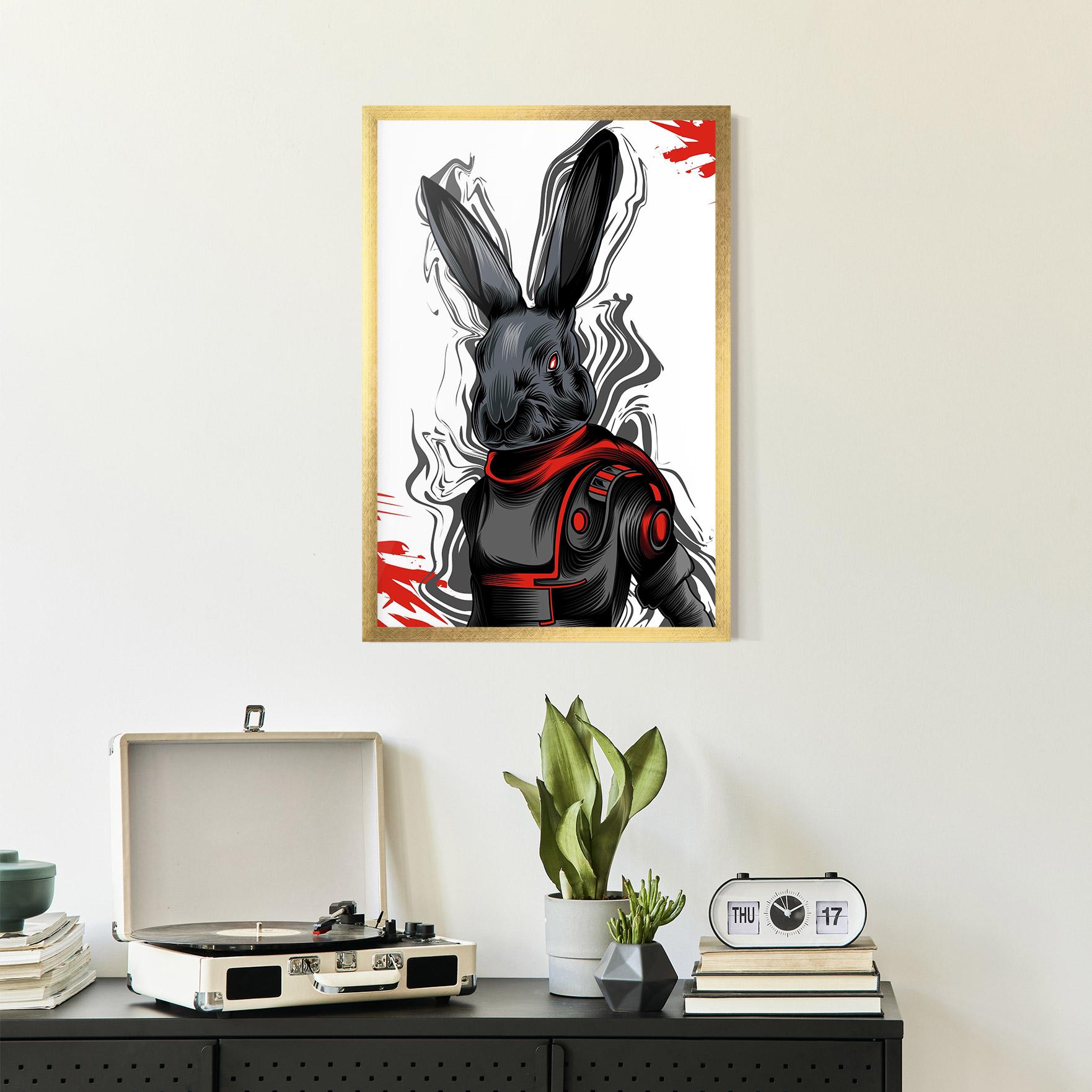 Gerahmte Poster Red Robot Bunny mockup 2