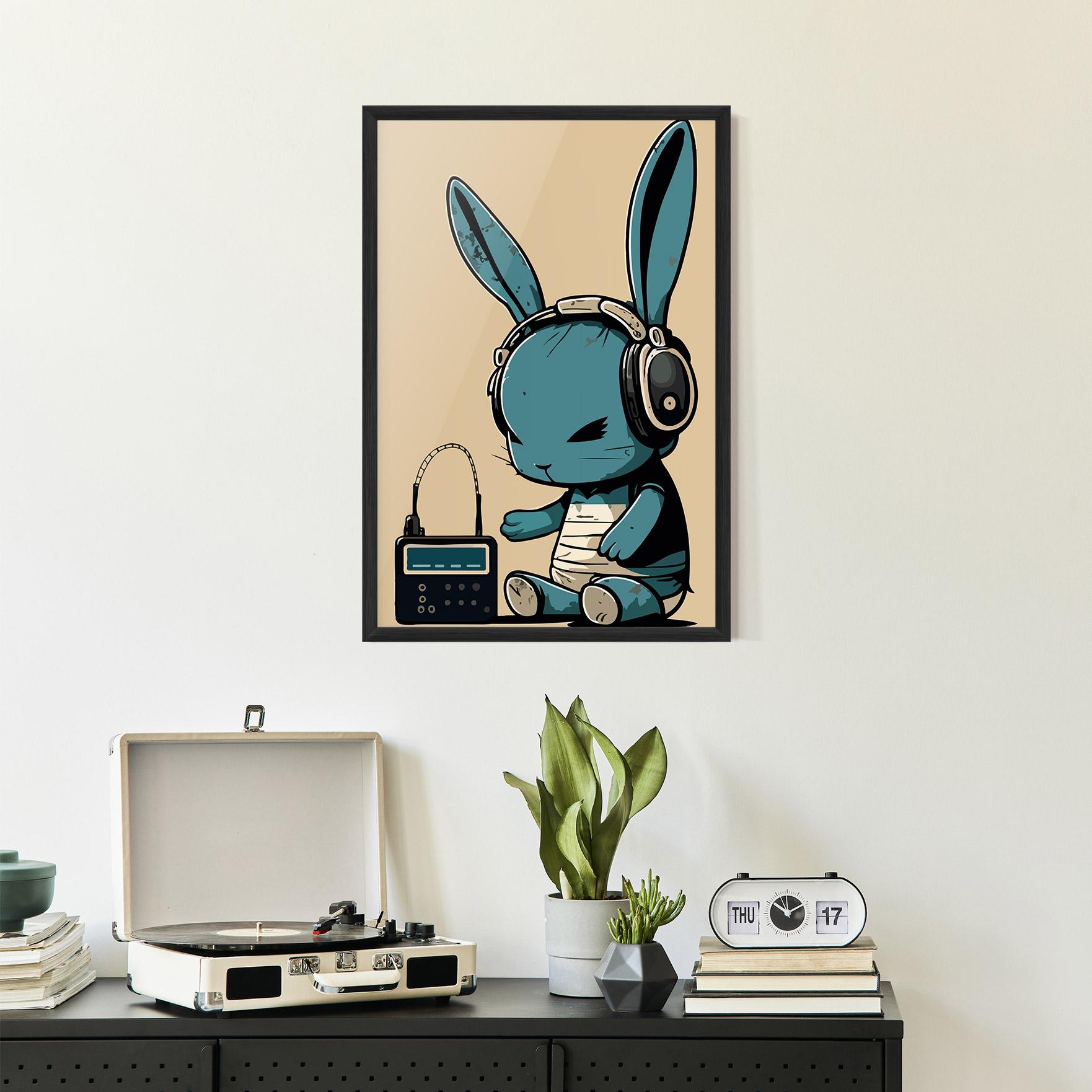Gerahmte Poster Blue Baby Bunny mockup 2