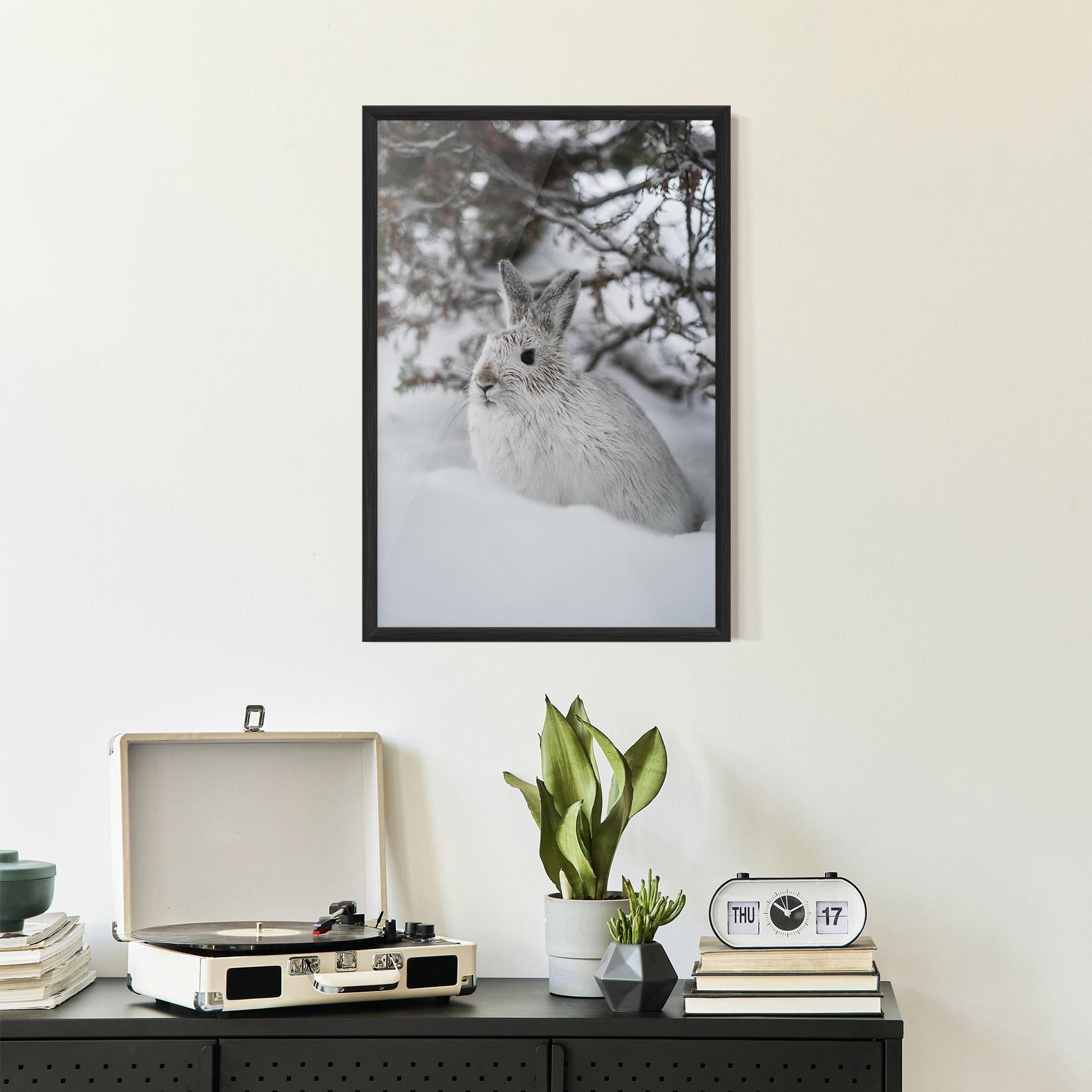 Gerahmte Poster Bunny In Snow mockup 2