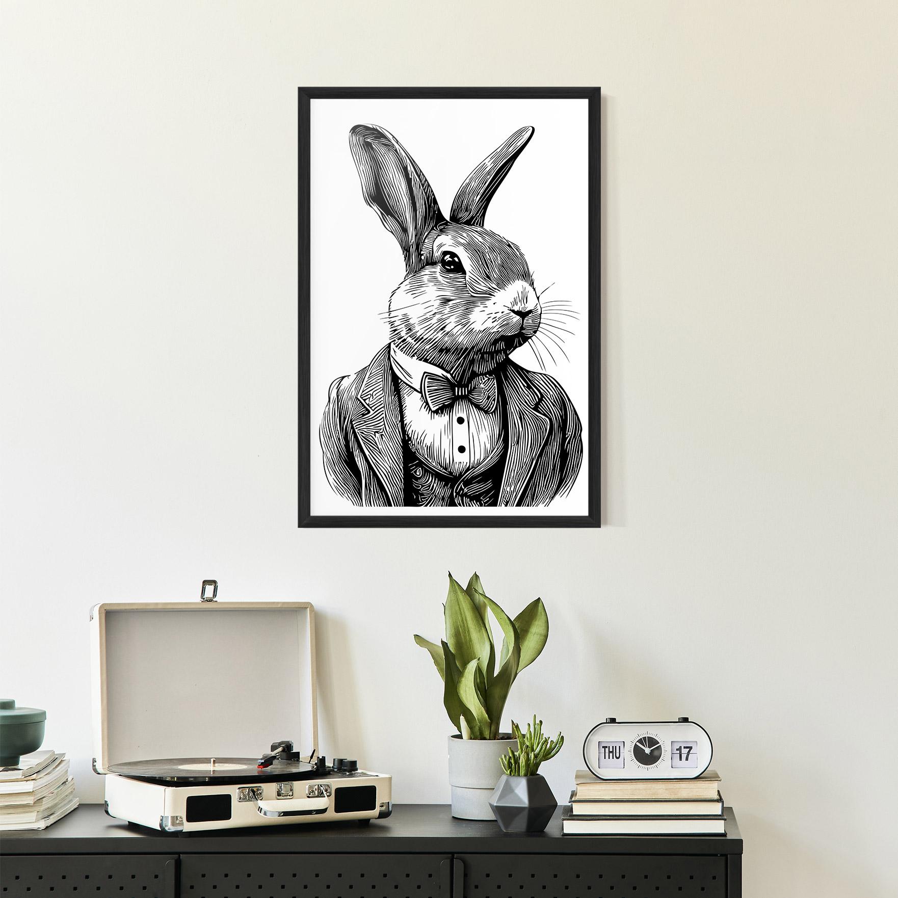 Gerahmte Poster Bunny In Suit mockup 2