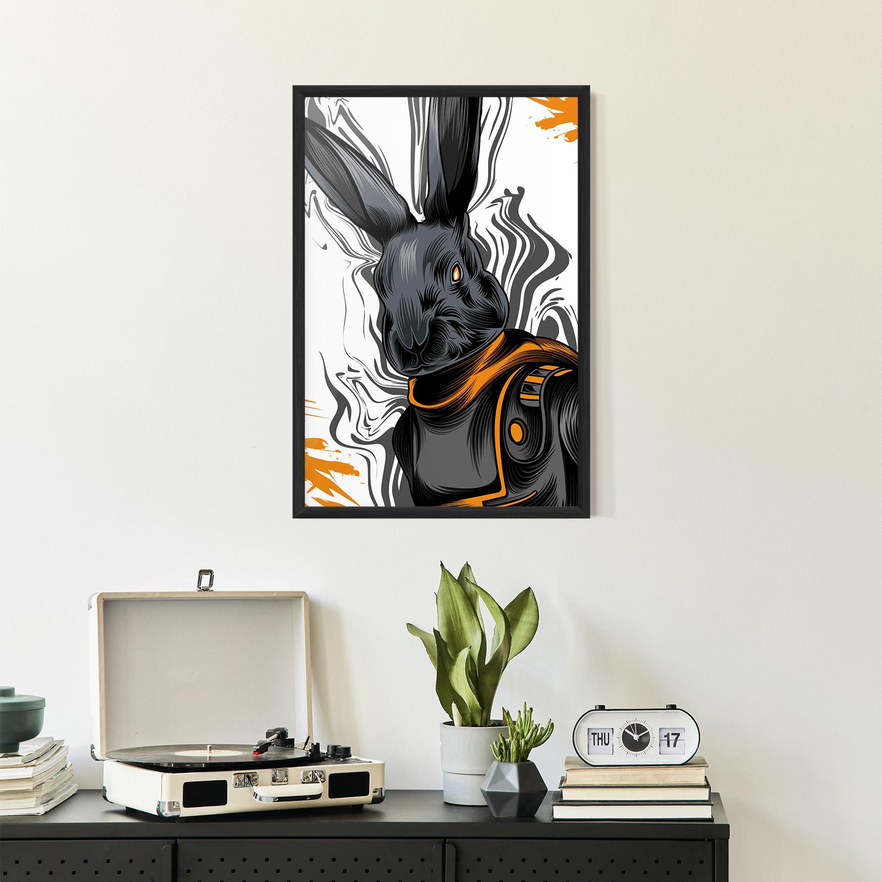 Gerahmte Poster Cyborg Yellow Bunny mockup 2