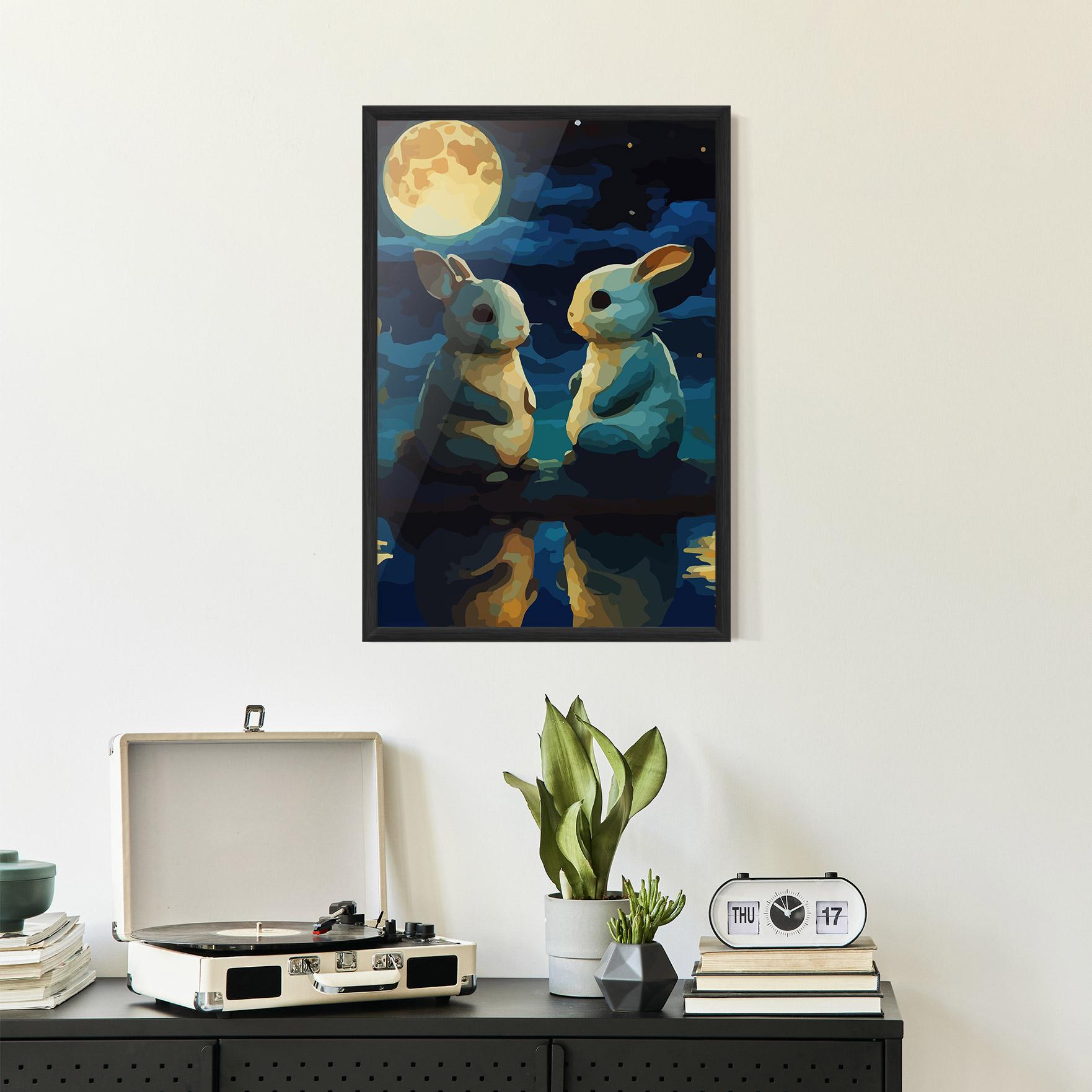 Gerahmte Poster Full Moon Bunny mockup 2