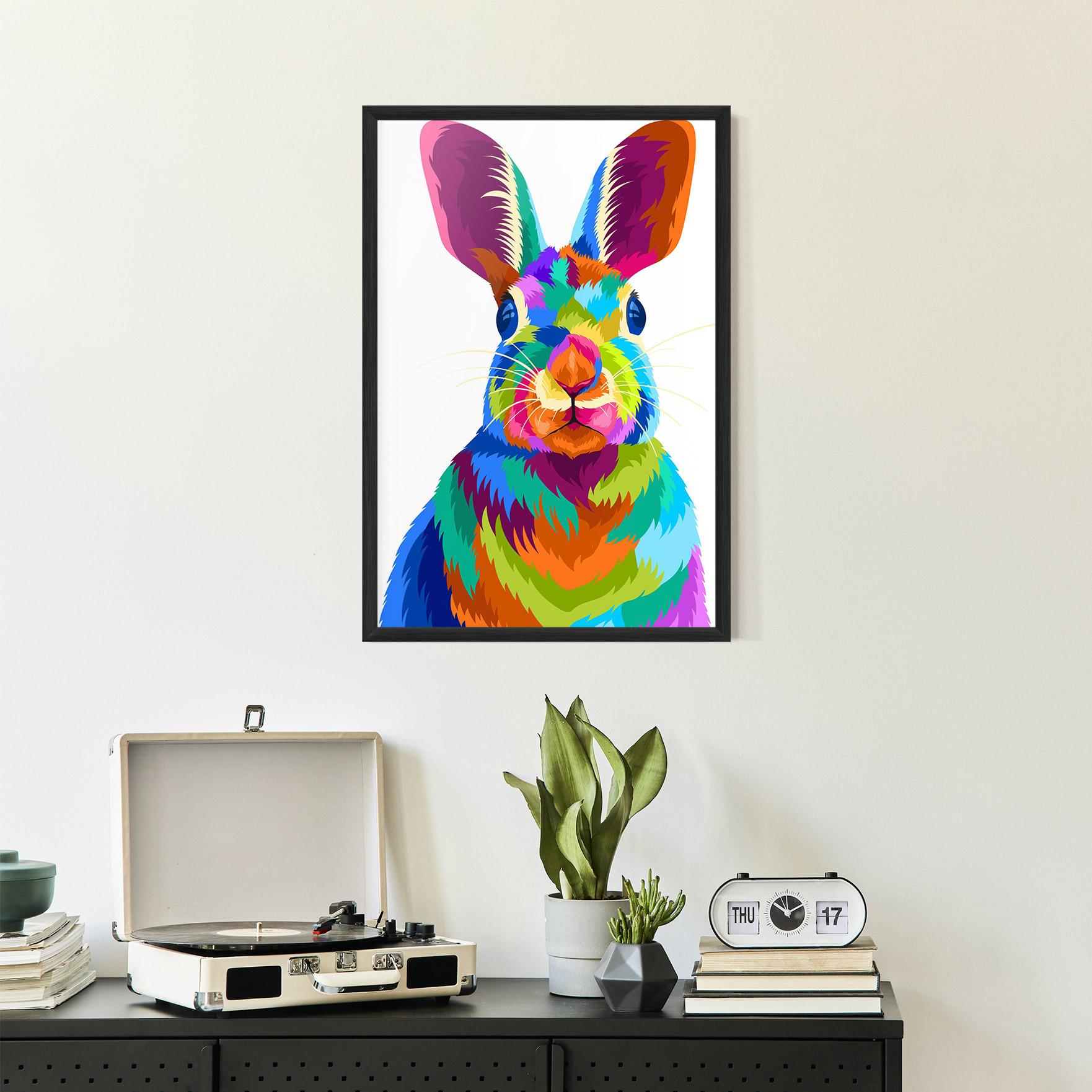 Gerahmte Poster Rabbit Art Style mockup 2