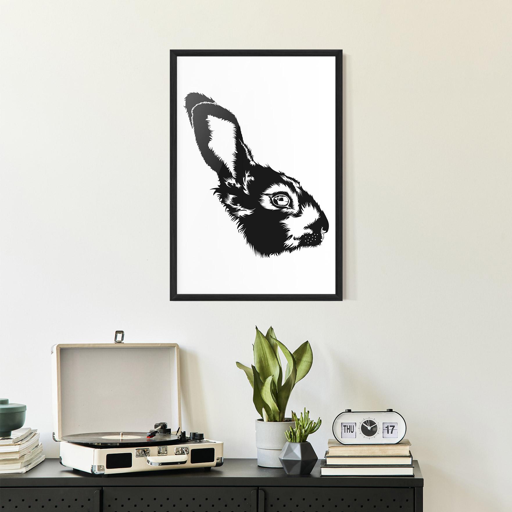 Gerahmte Poster Rabbit Head mockup 2