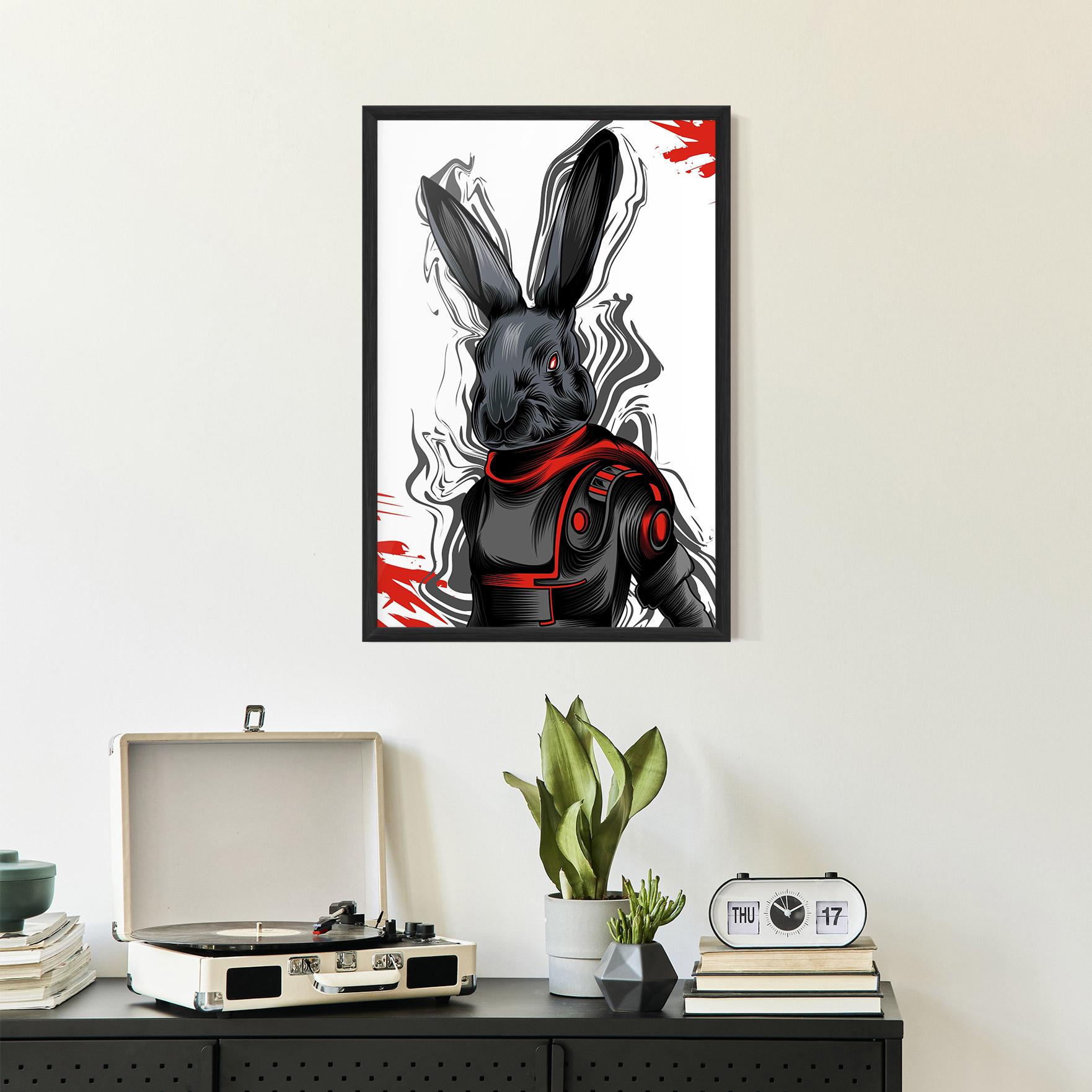Gerahmte Poster Red Robot Bunny mockup 2