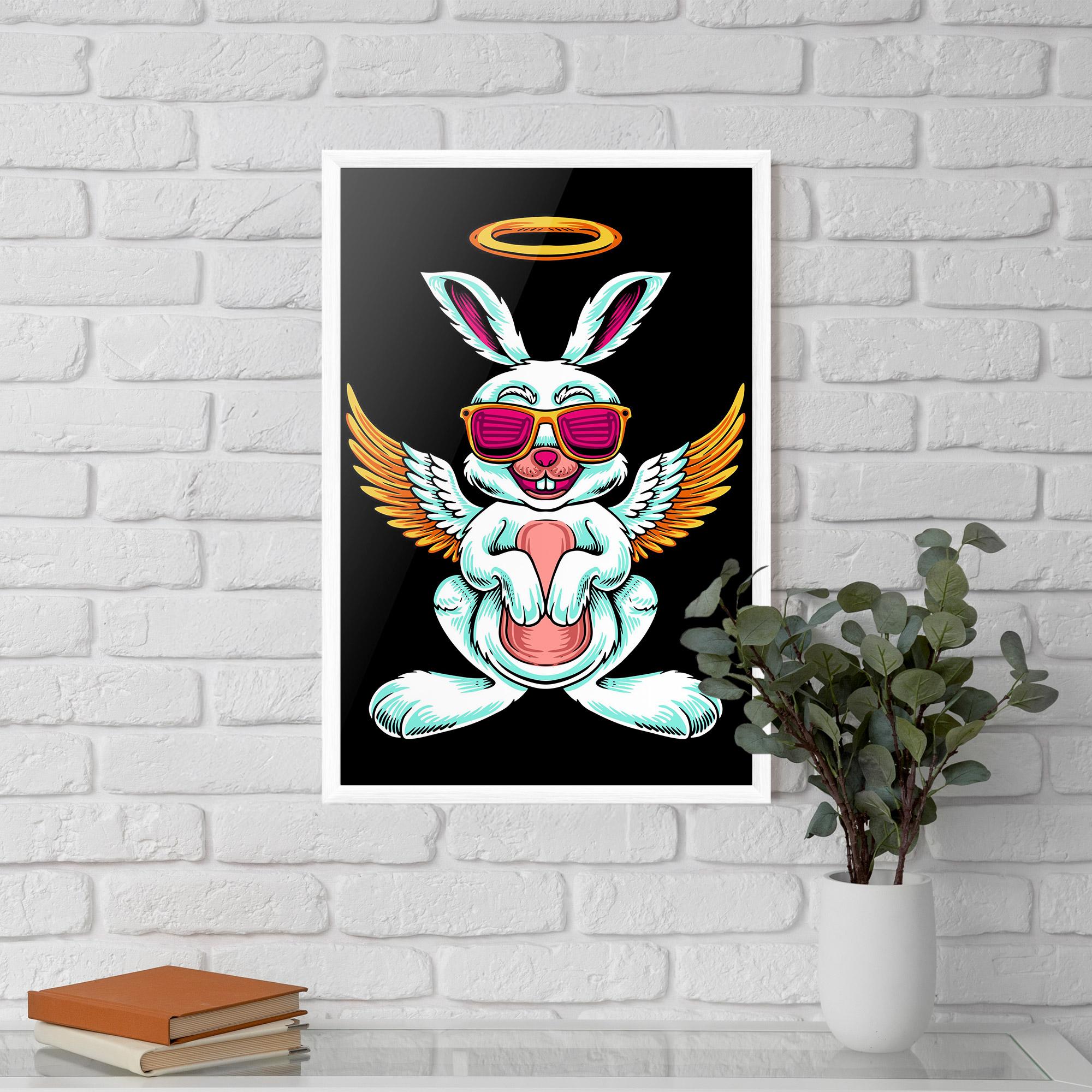 Gerahmte Poster Angel Cool Bunny mockup 5