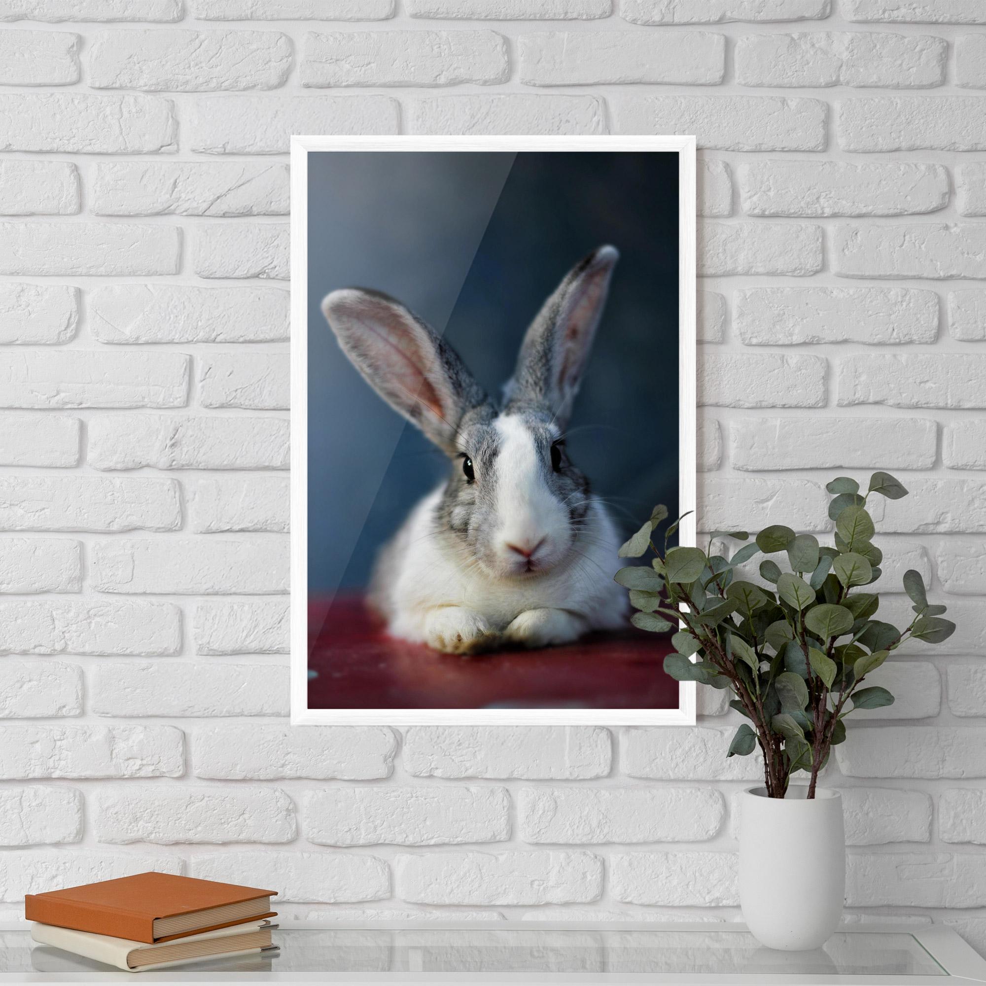 Gerahmte Poster Cute Grey Bunny mockup 5