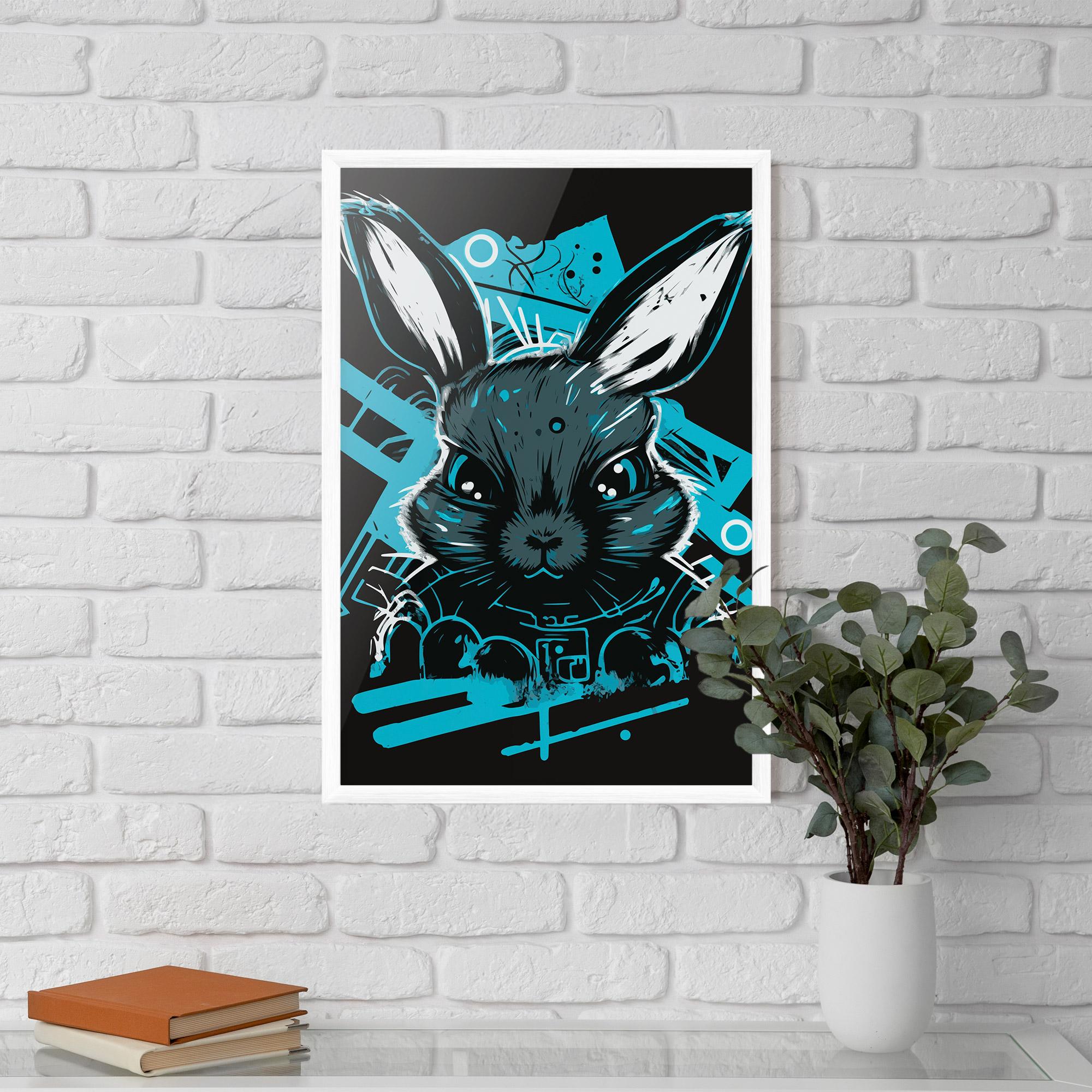 Gerahmte Poster Grey Blue Bunny mockup 5