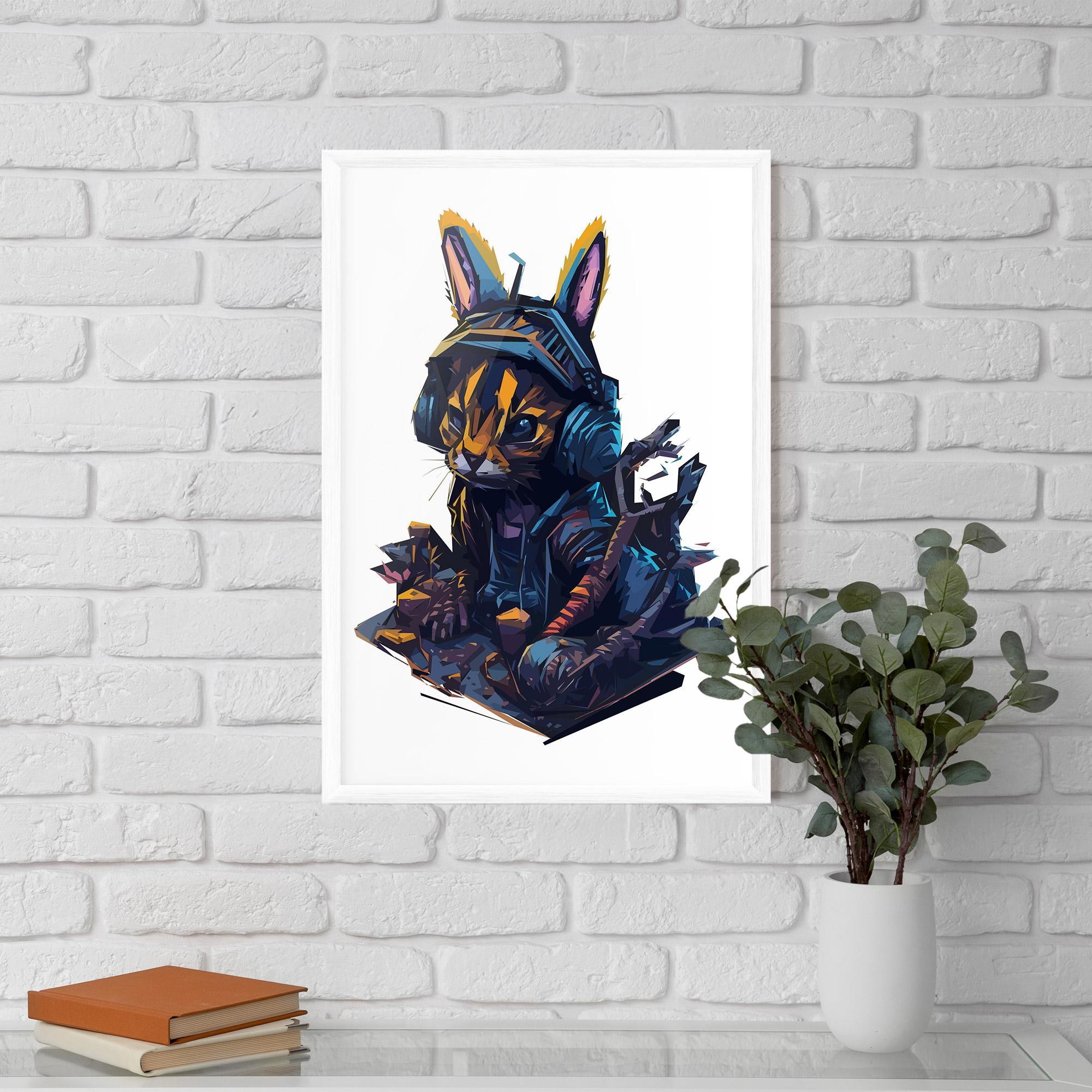 Gerahmte Poster Orange Rabbit Headset mockup 5