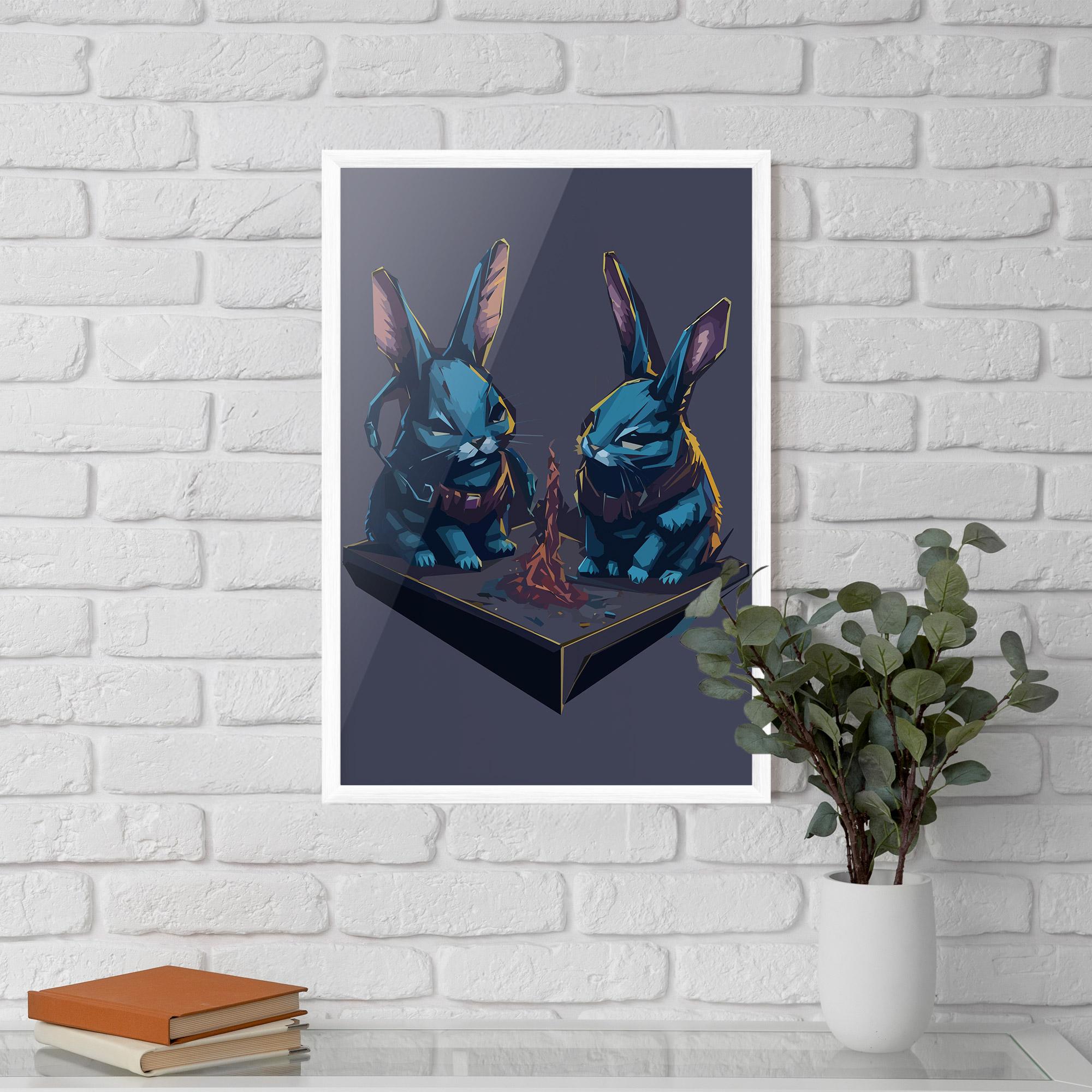 Gerahmte Poster Rabbit Headset mockup 5