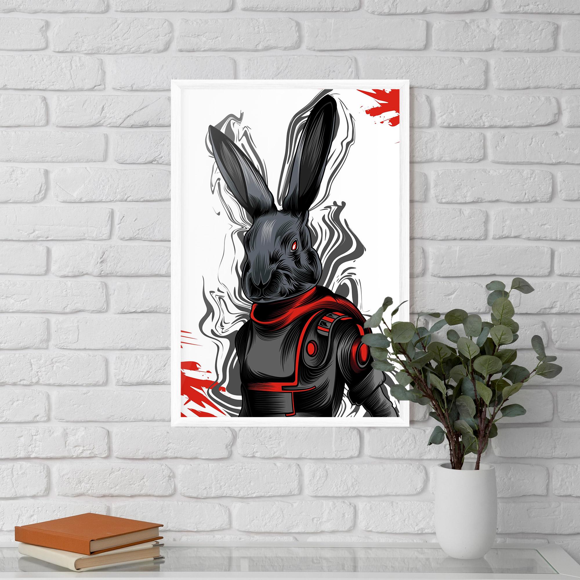 Gerahmte Poster Red Robot Bunny mockup 5
