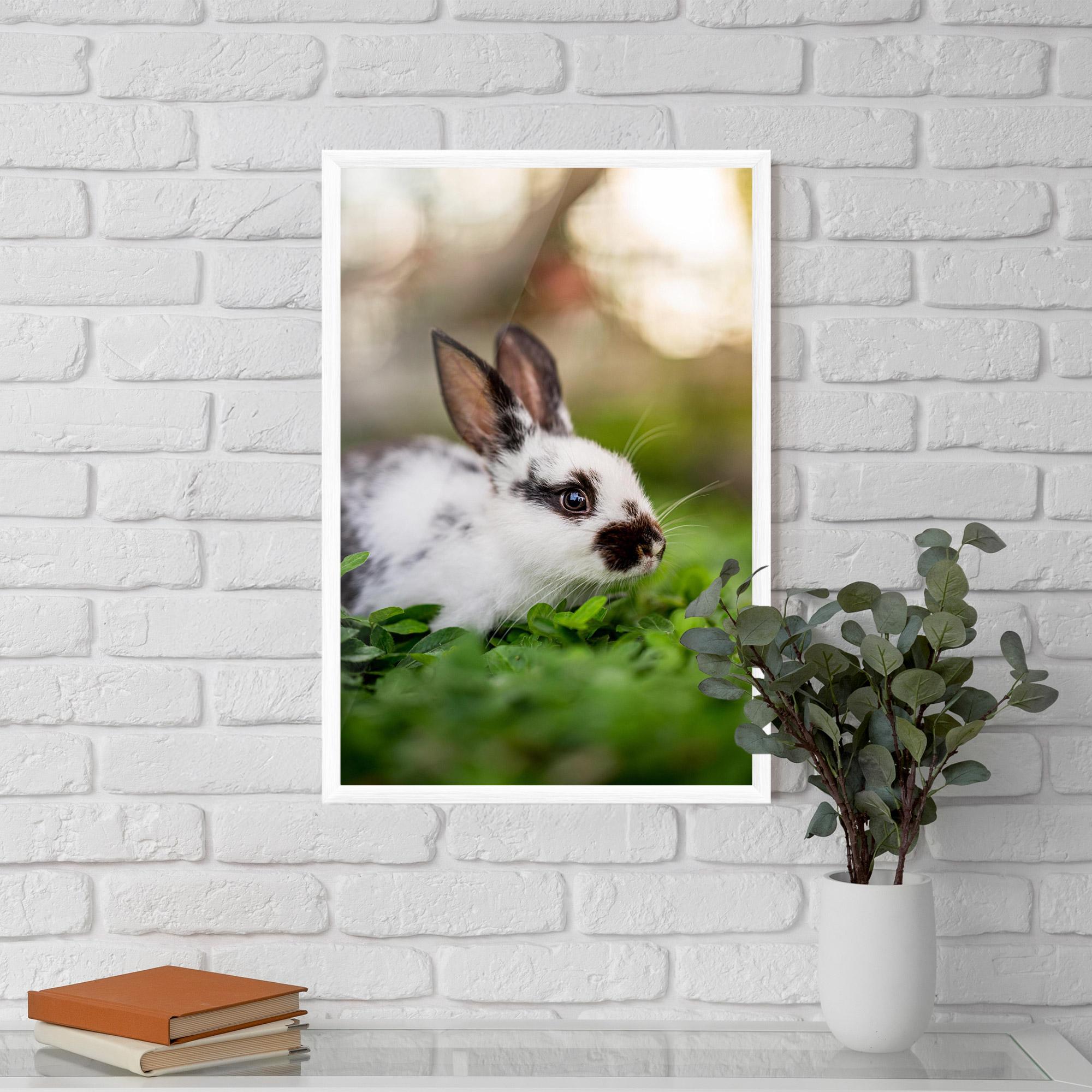 Gerahmte Poster White Black Bunny mockup 5