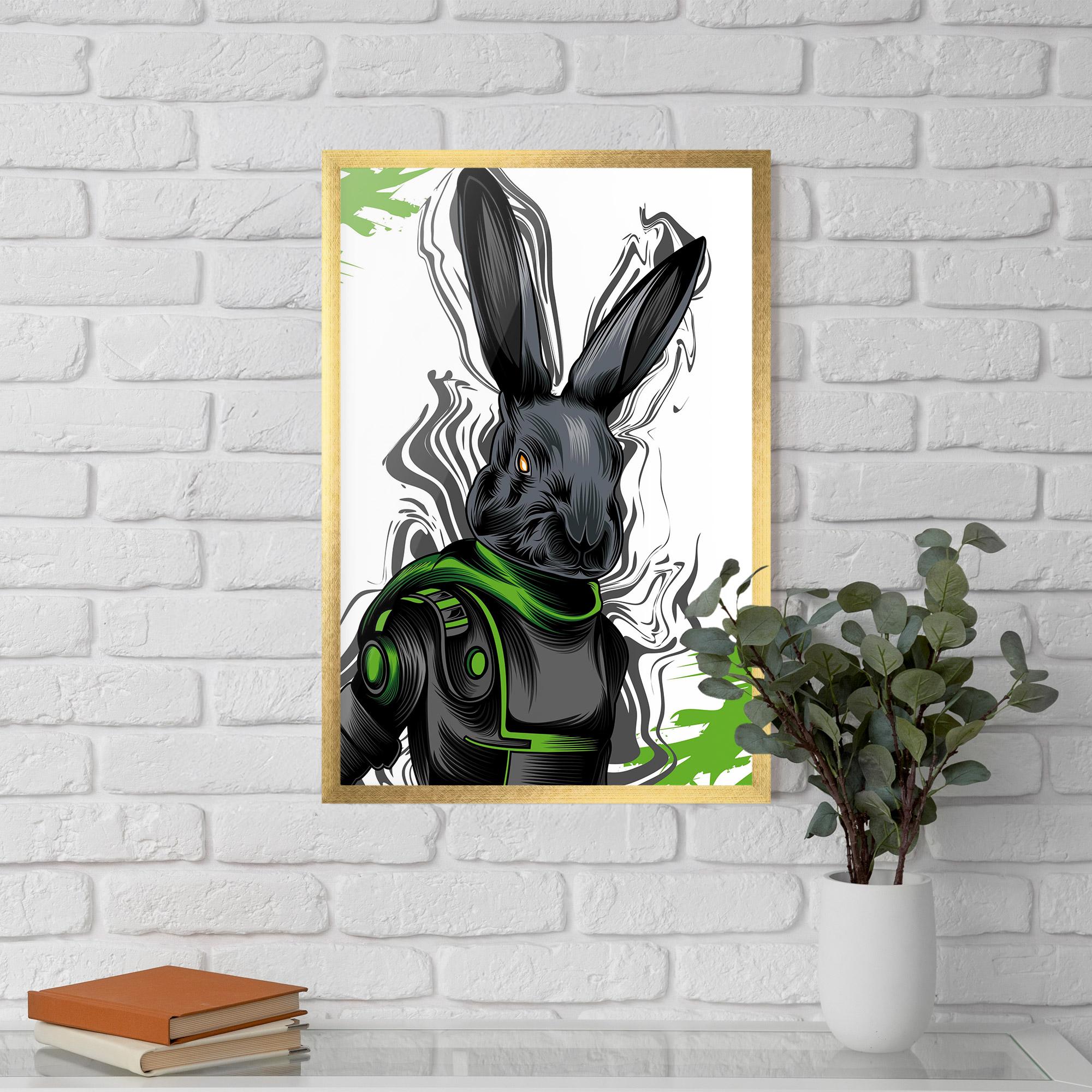 Gerahmte Poster Cyborg Green Bunny mockup 5