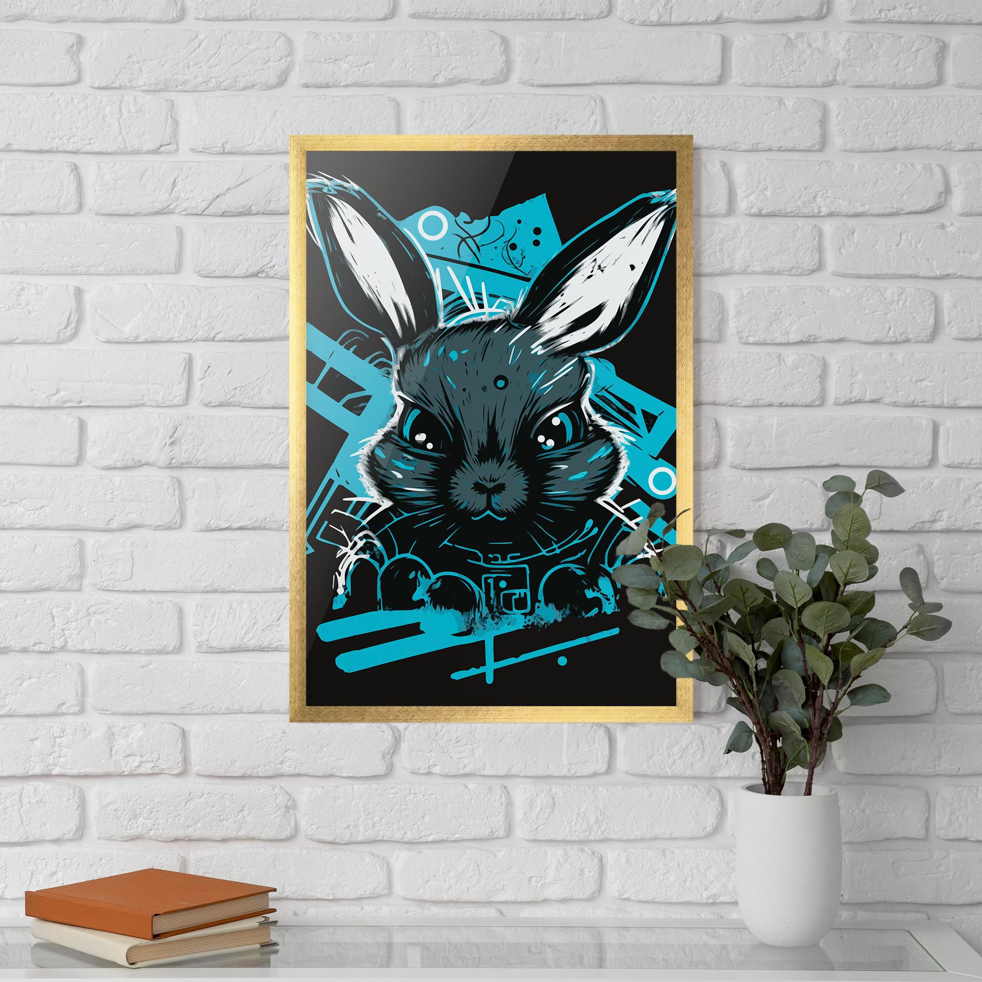 Gerahmte Poster Grey Blue Bunny mockup 5