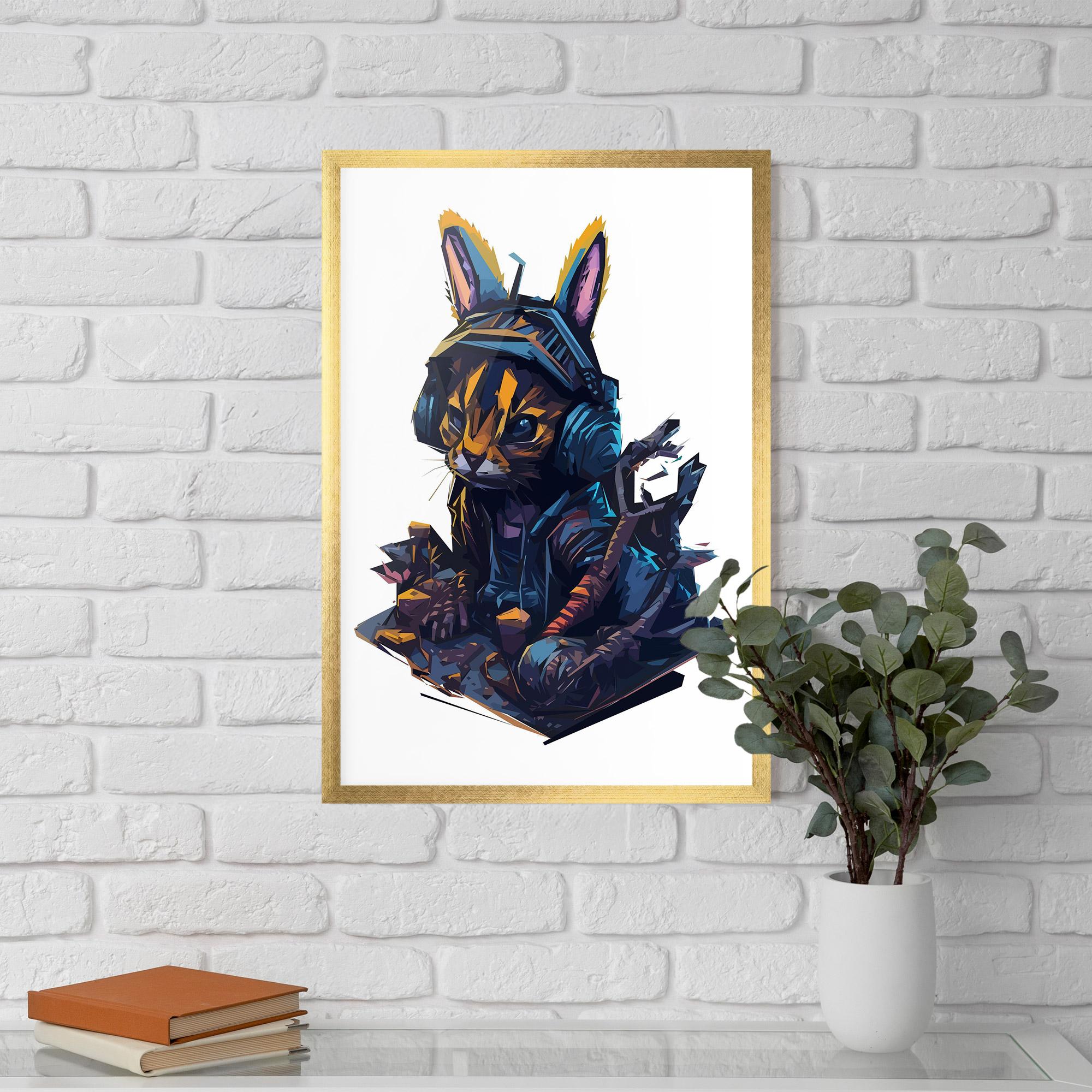 Gerahmte Poster Orange Rabbit Headset mockup 5