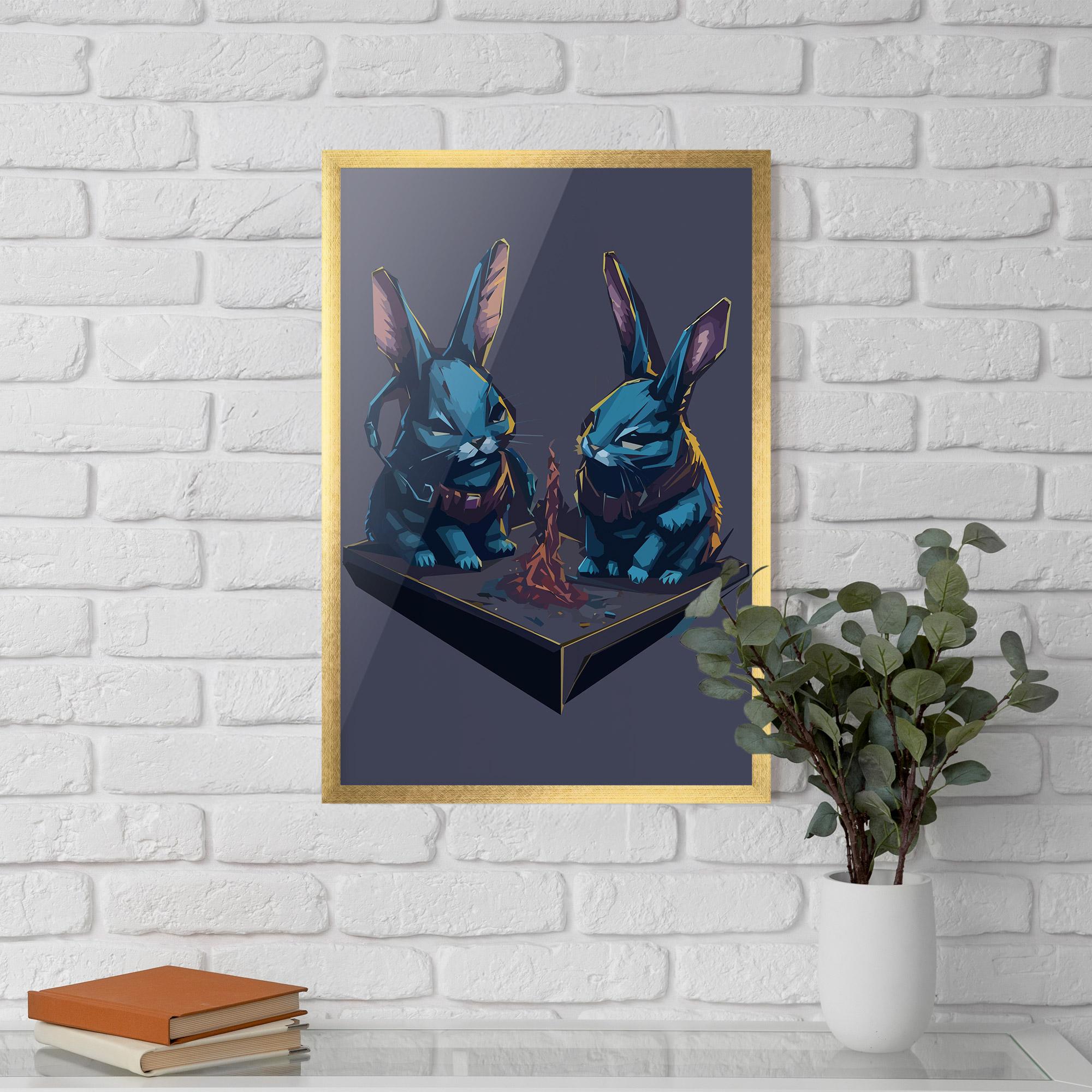 Gerahmte Poster Rabbit Headset mockup 5