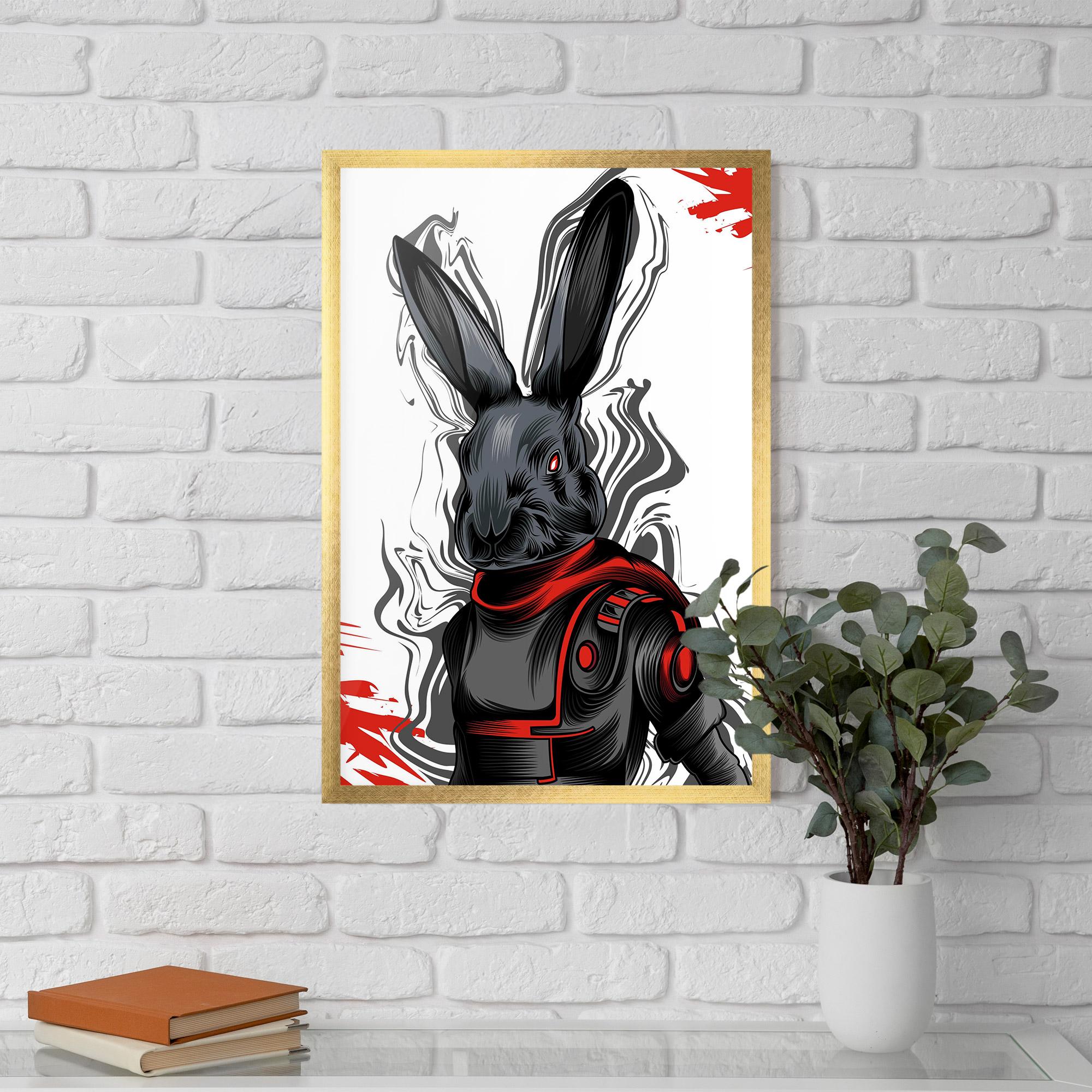 Gerahmte Poster Red Robot Bunny mockup 5
