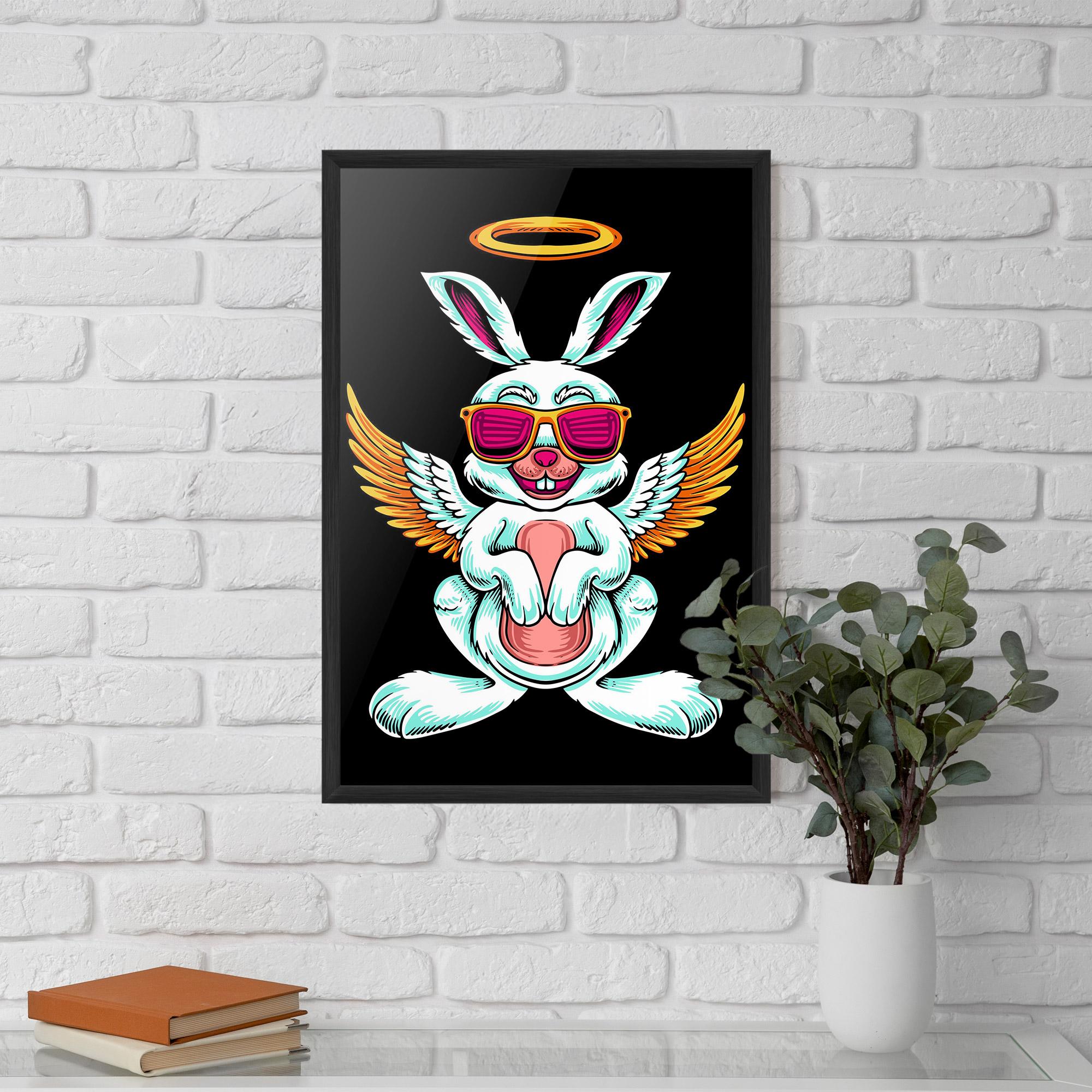 Gerahmte Poster Angel Cool Bunny mockup 5