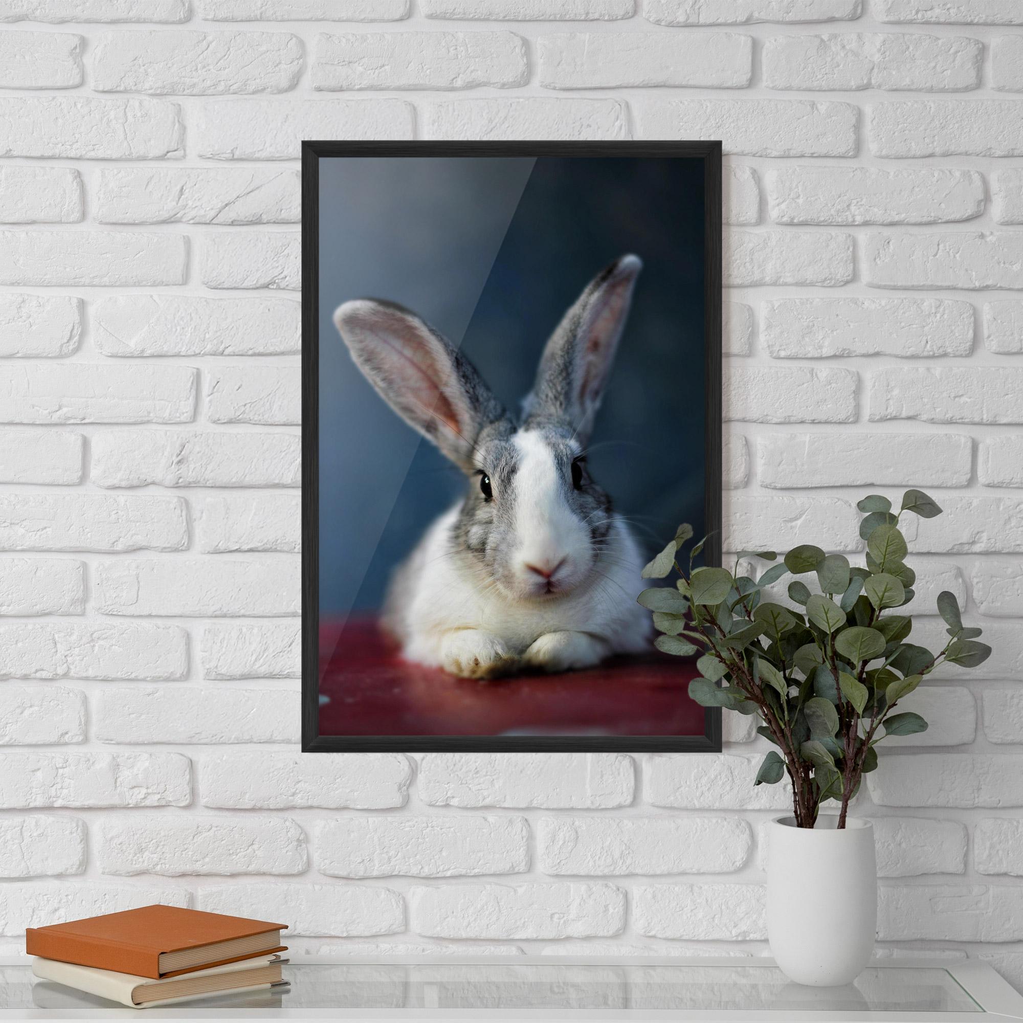 Gerahmte Poster Cute Grey Bunny mockup 5