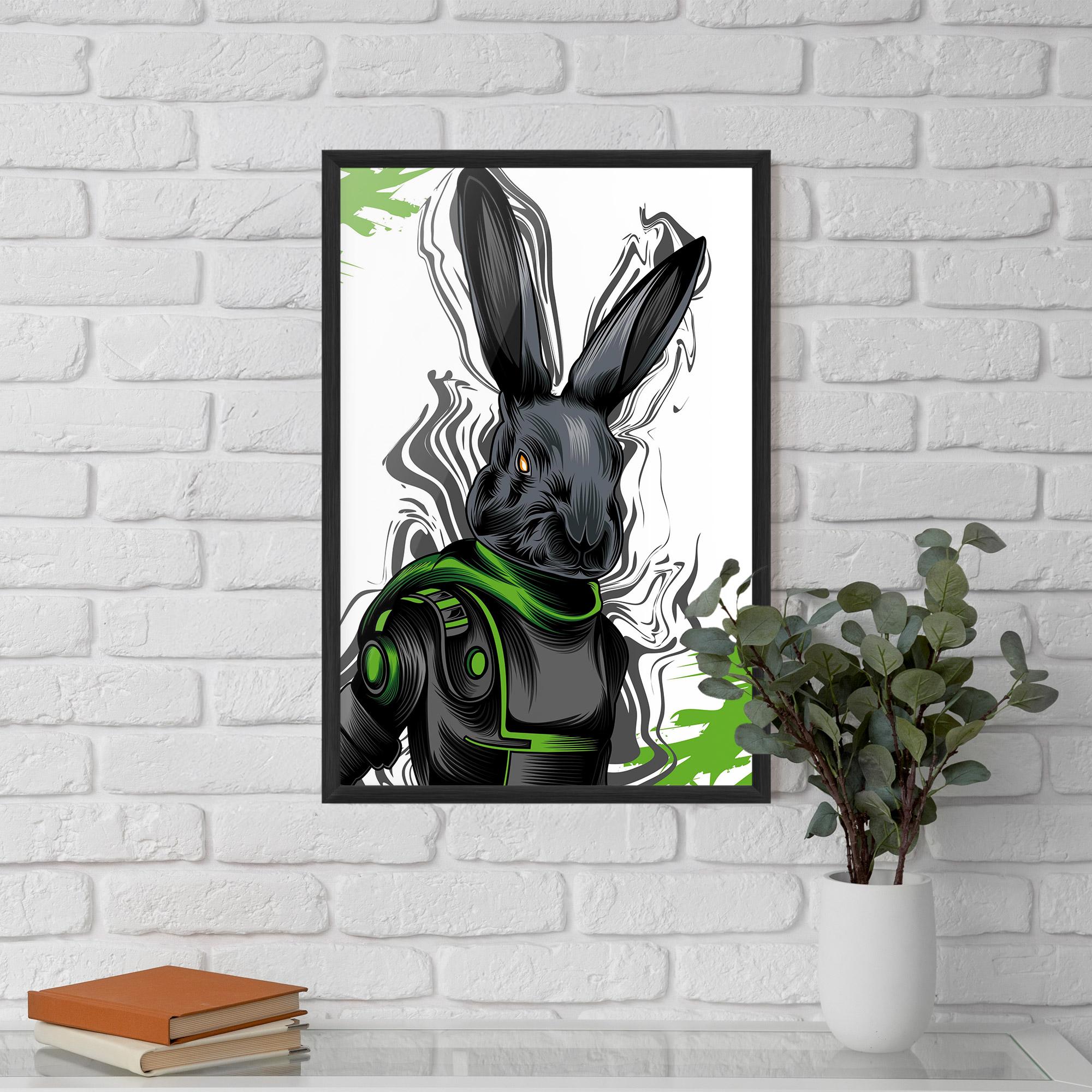 Gerahmte Poster Cyborg Green Bunny mockup 5