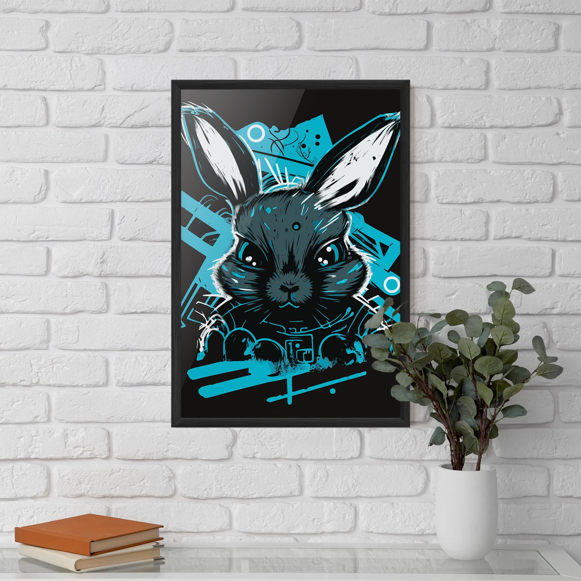 Gerahmte Poster Grey Blue Bunny mockup 5