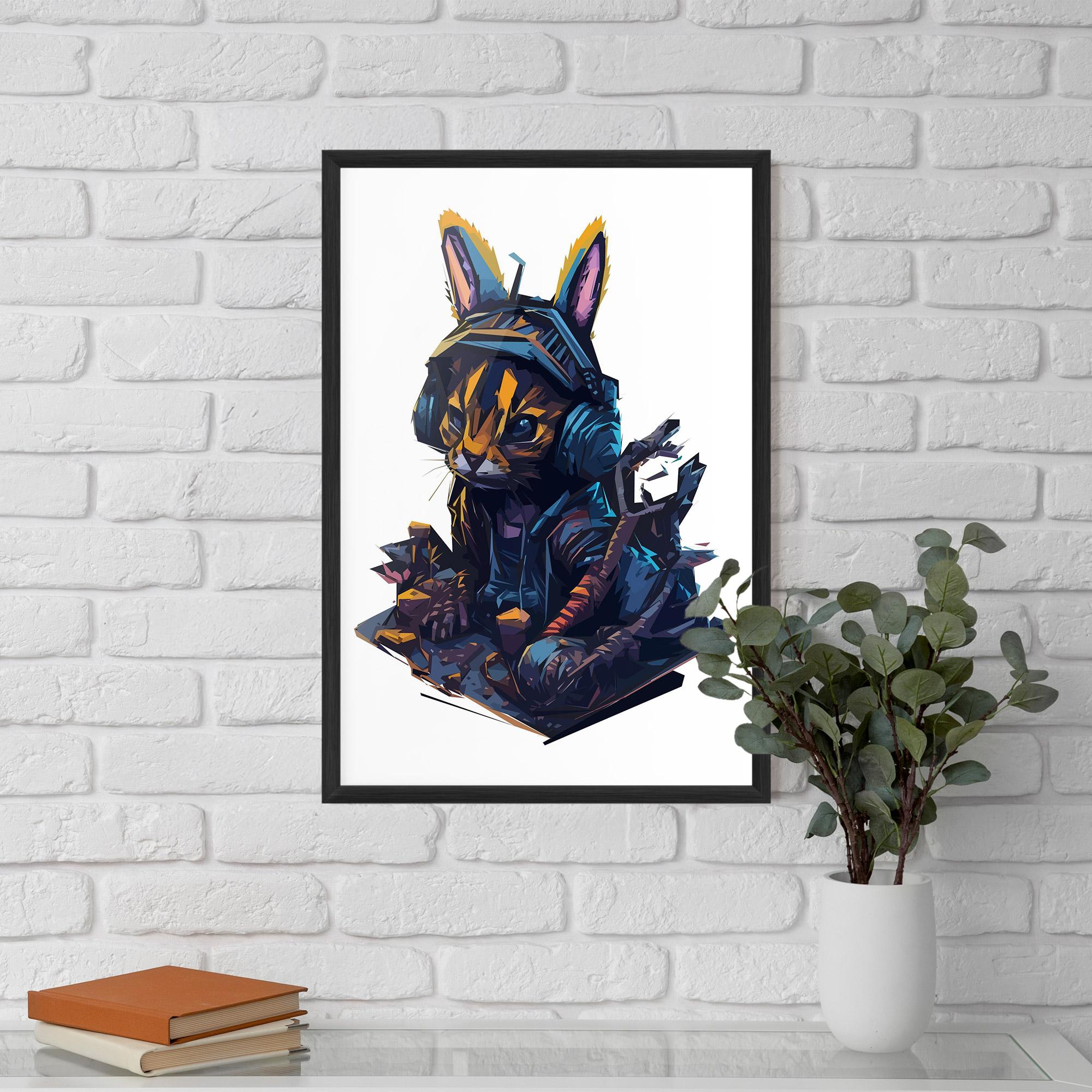 Gerahmte Poster Orange Rabbit Headset mockup 5