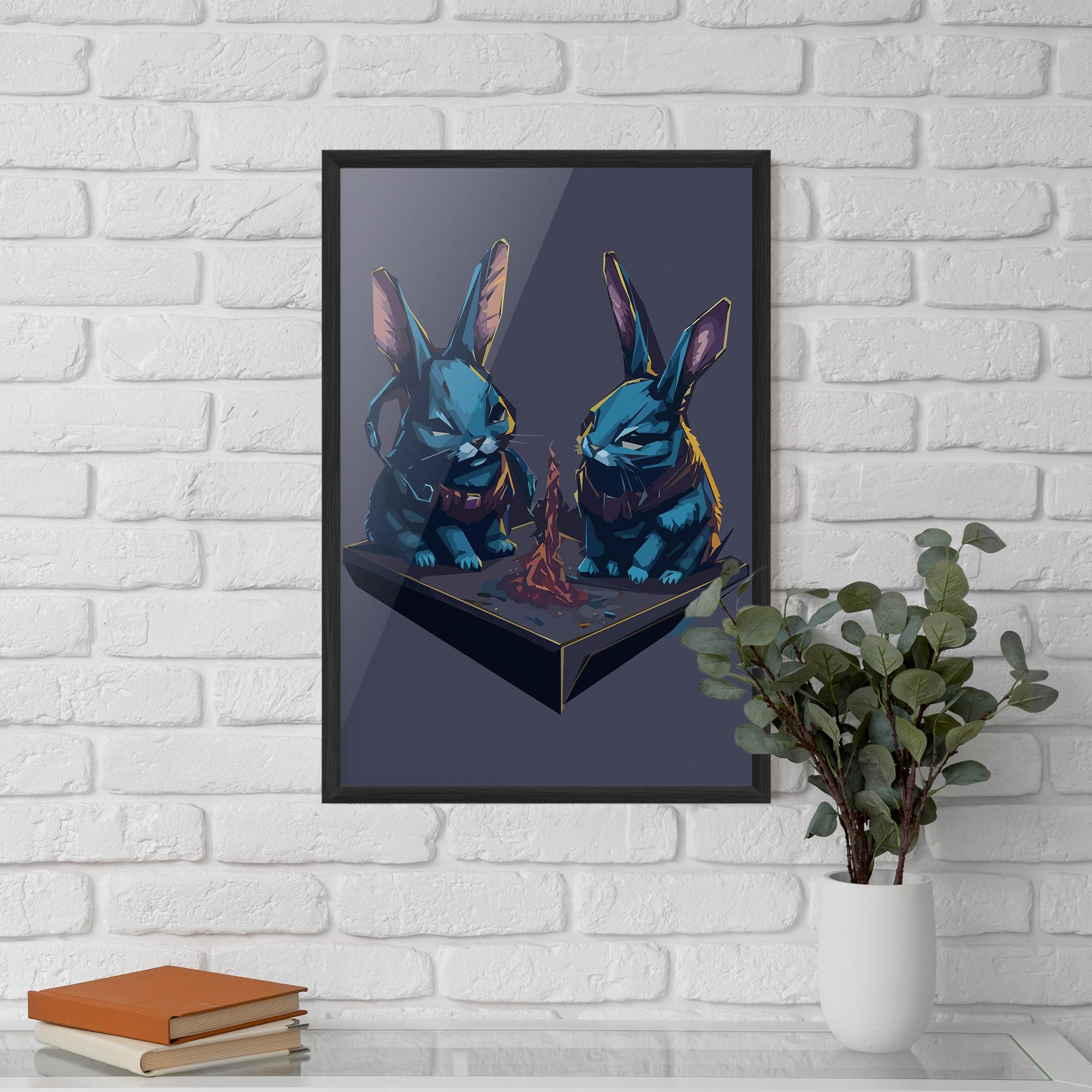 Gerahmte Poster Rabbit Headset mockup 5