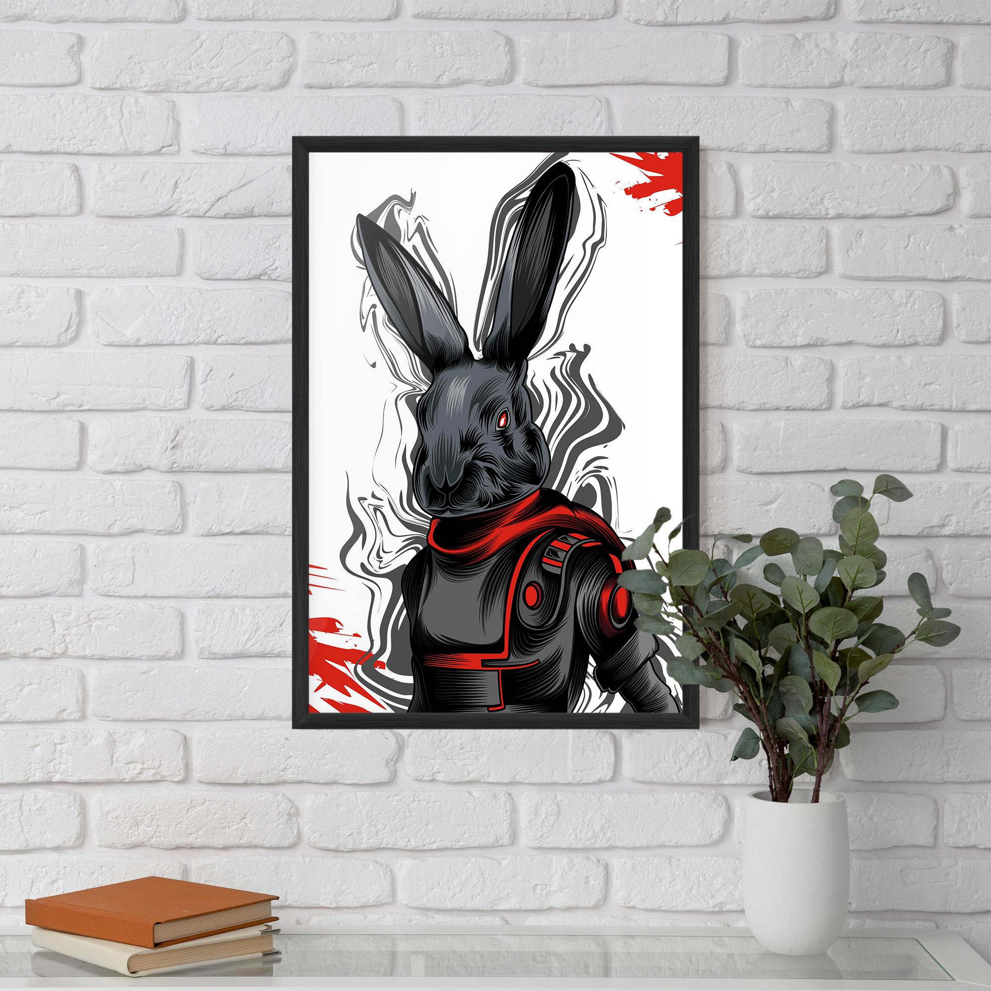 Gerahmte Poster Red Robot Bunny mockup 5