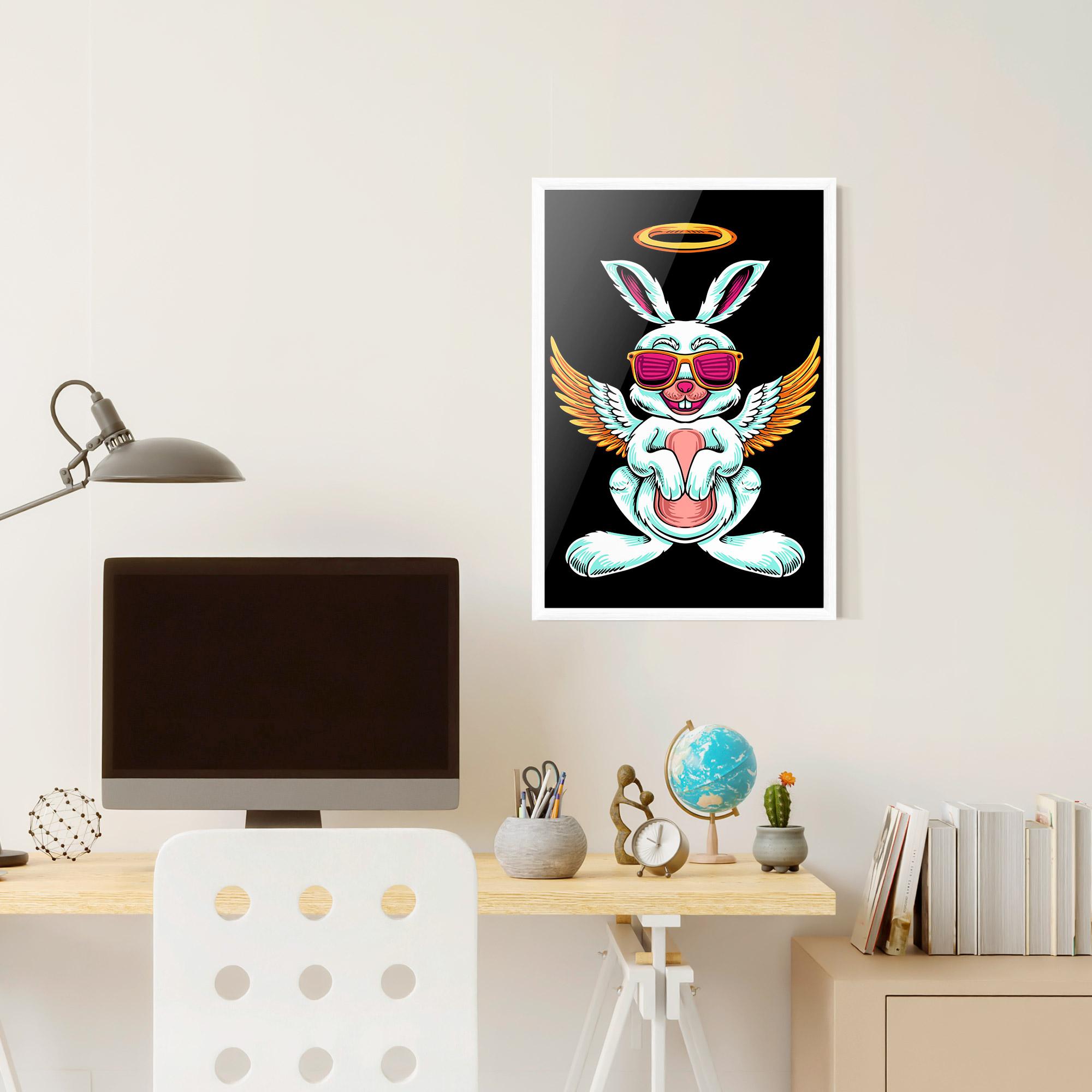 Gerahmte Poster Angel Cool Bunny mockup 6