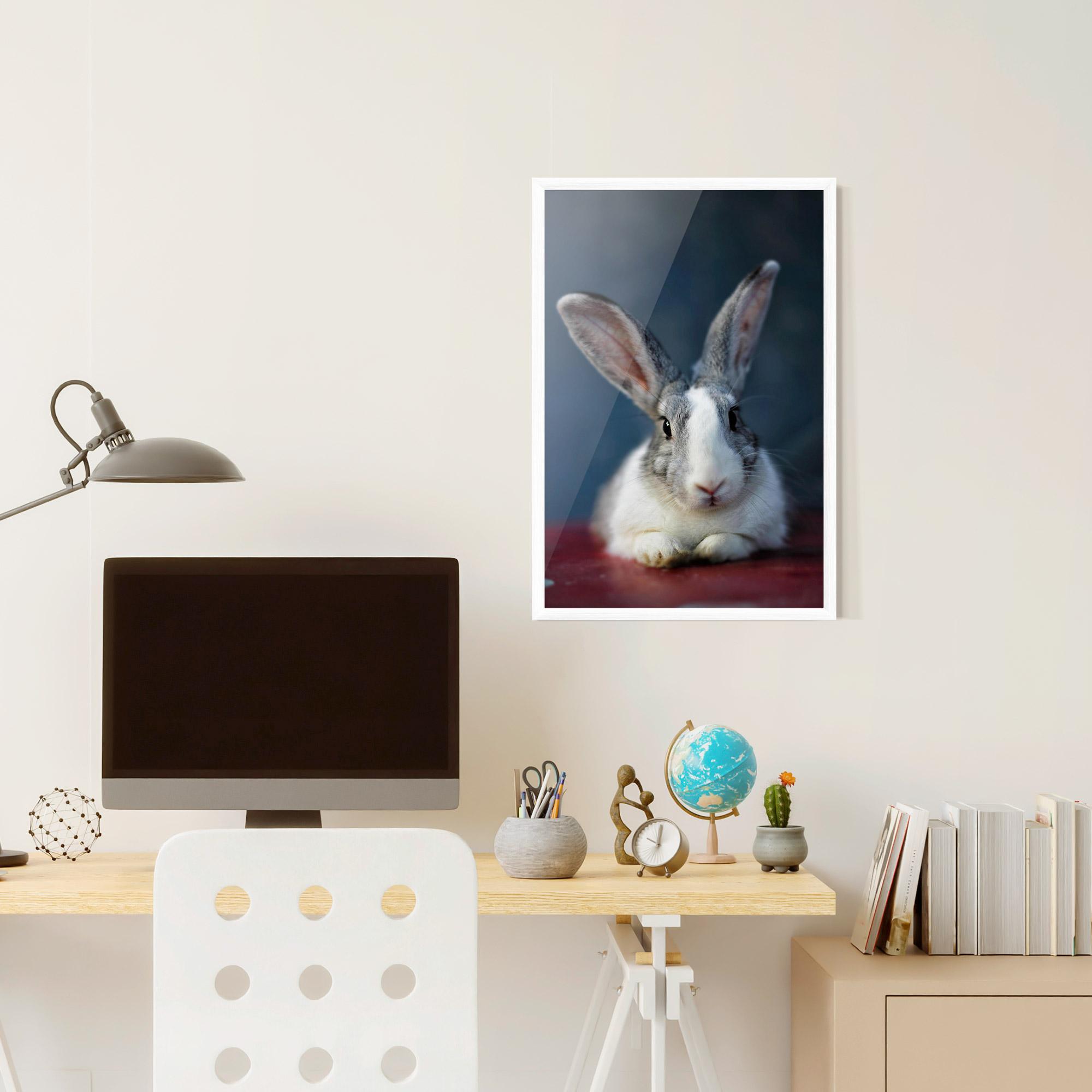 Gerahmte Poster Cute Grey Bunny mockup 6