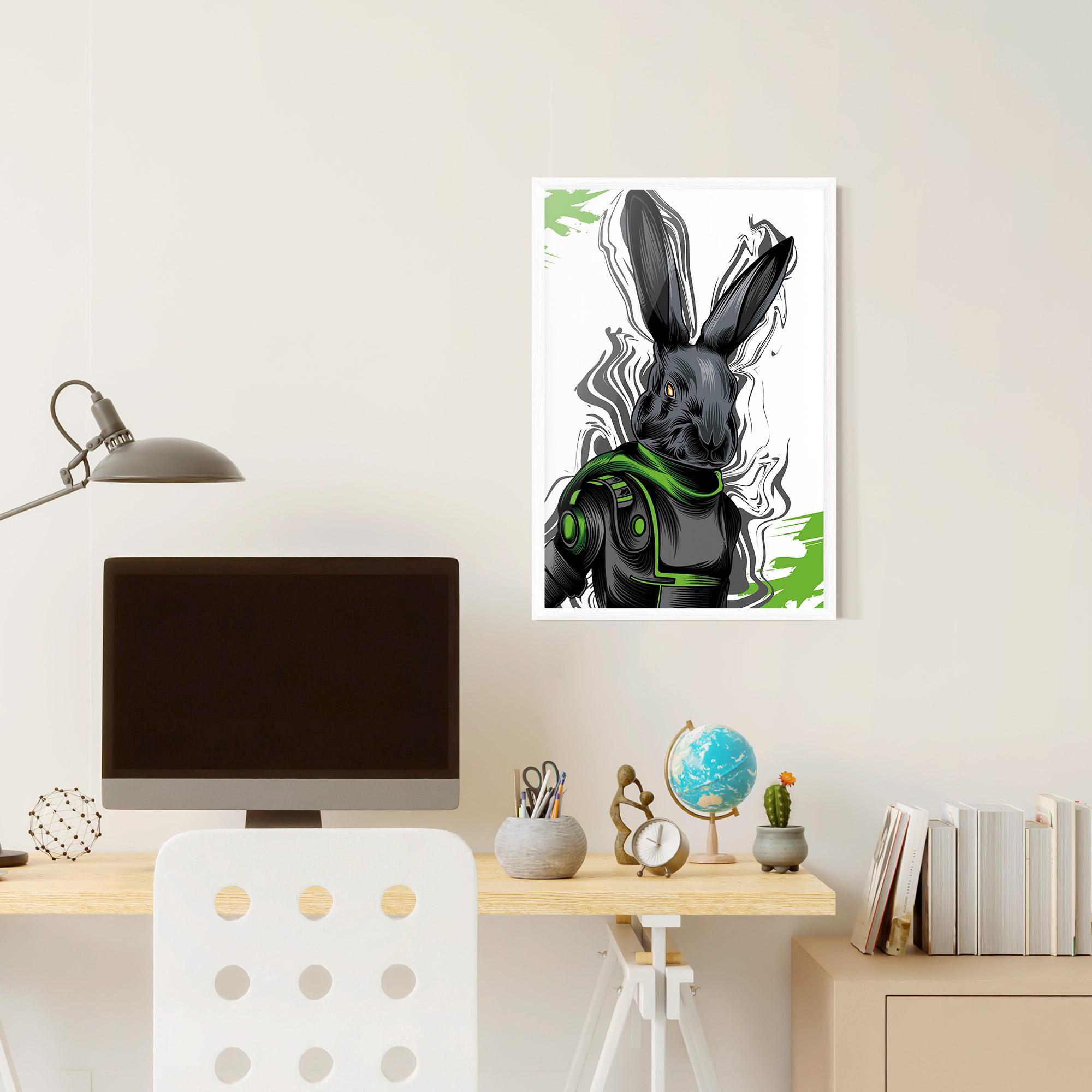 Gerahmte Poster Cyborg Green Bunny mockup 6
