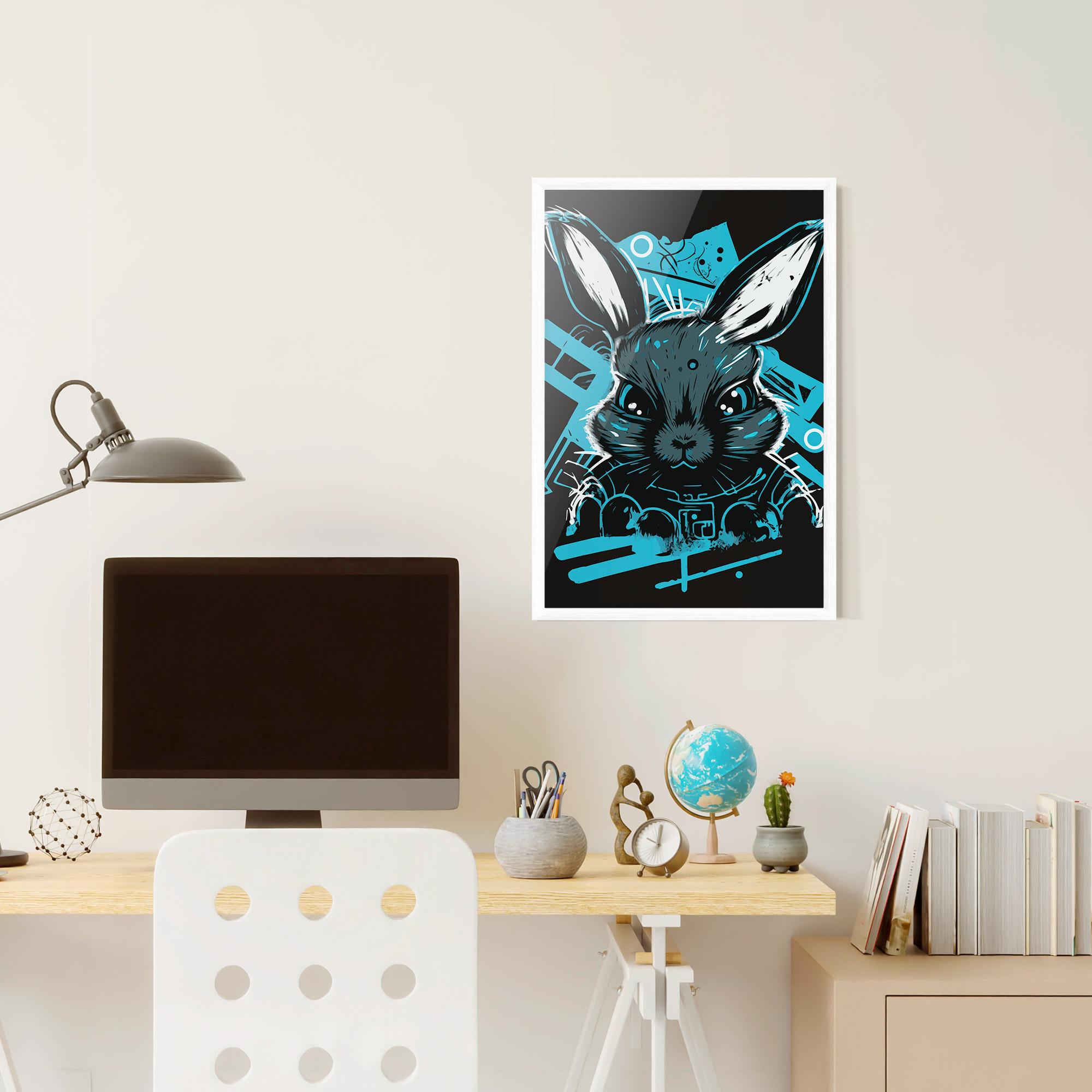 Gerahmte Poster Grey Blue Bunny mockup 6