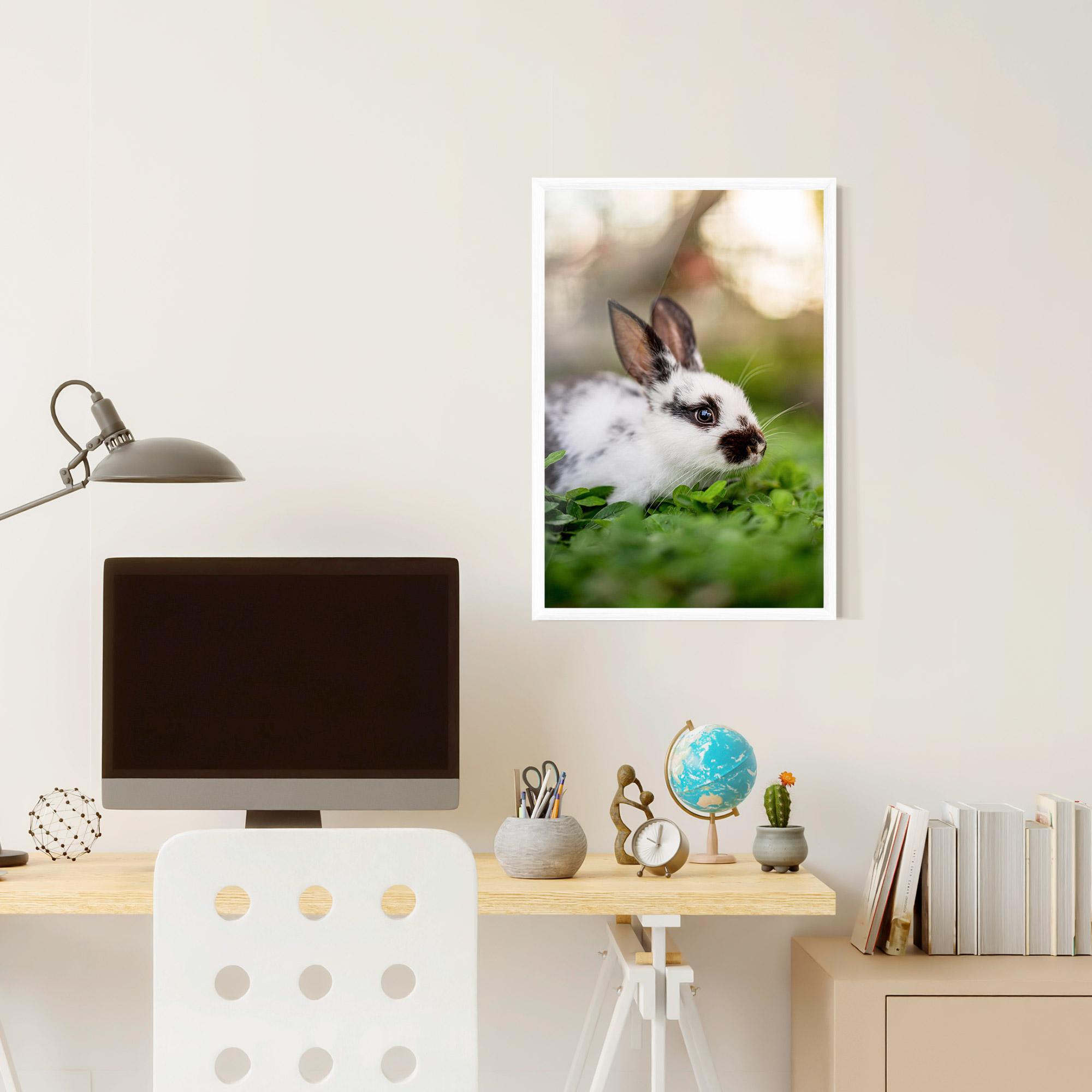 Gerahmte Poster White Black Bunny mockup 6