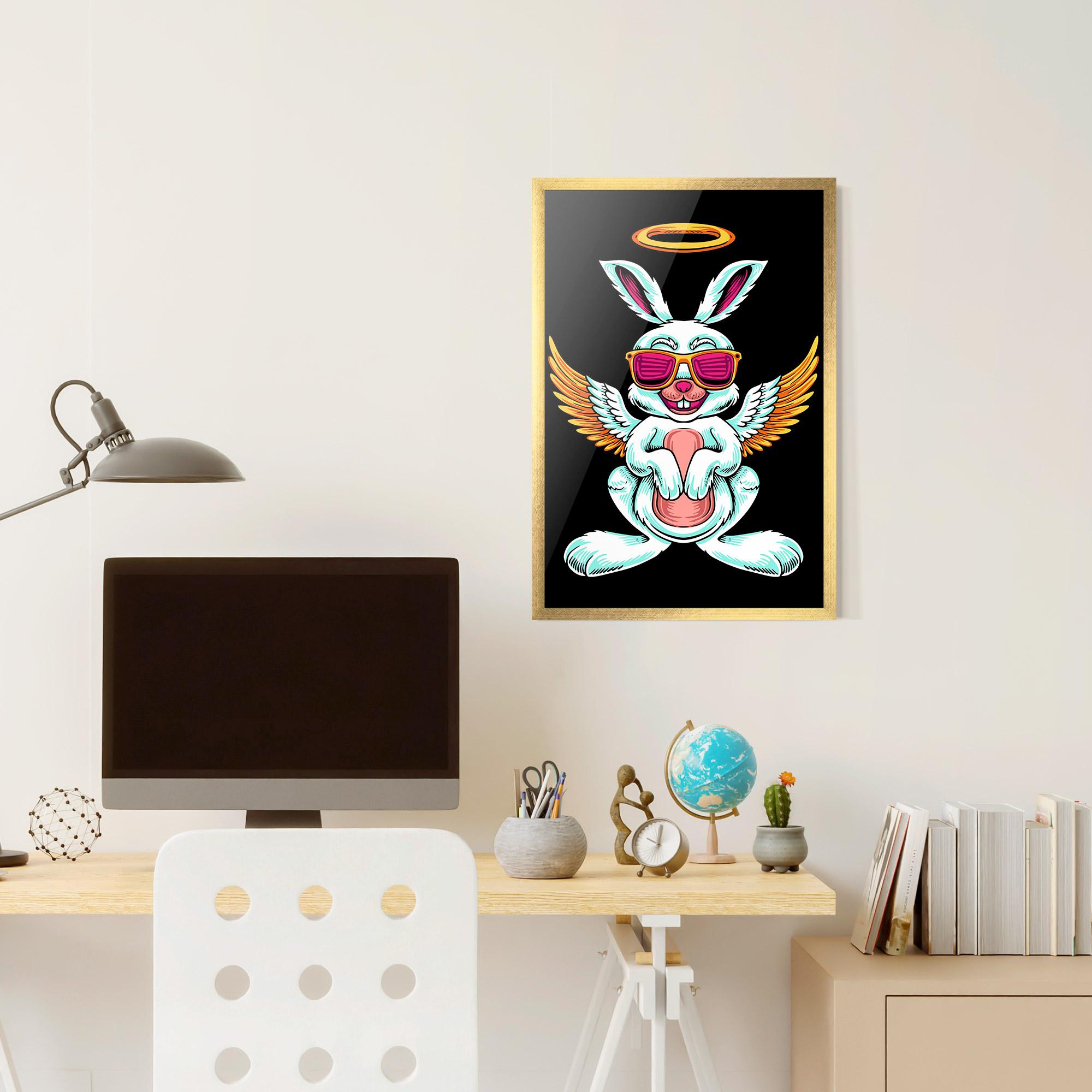 Gerahmte Poster Angel Cool Bunny mockup 6