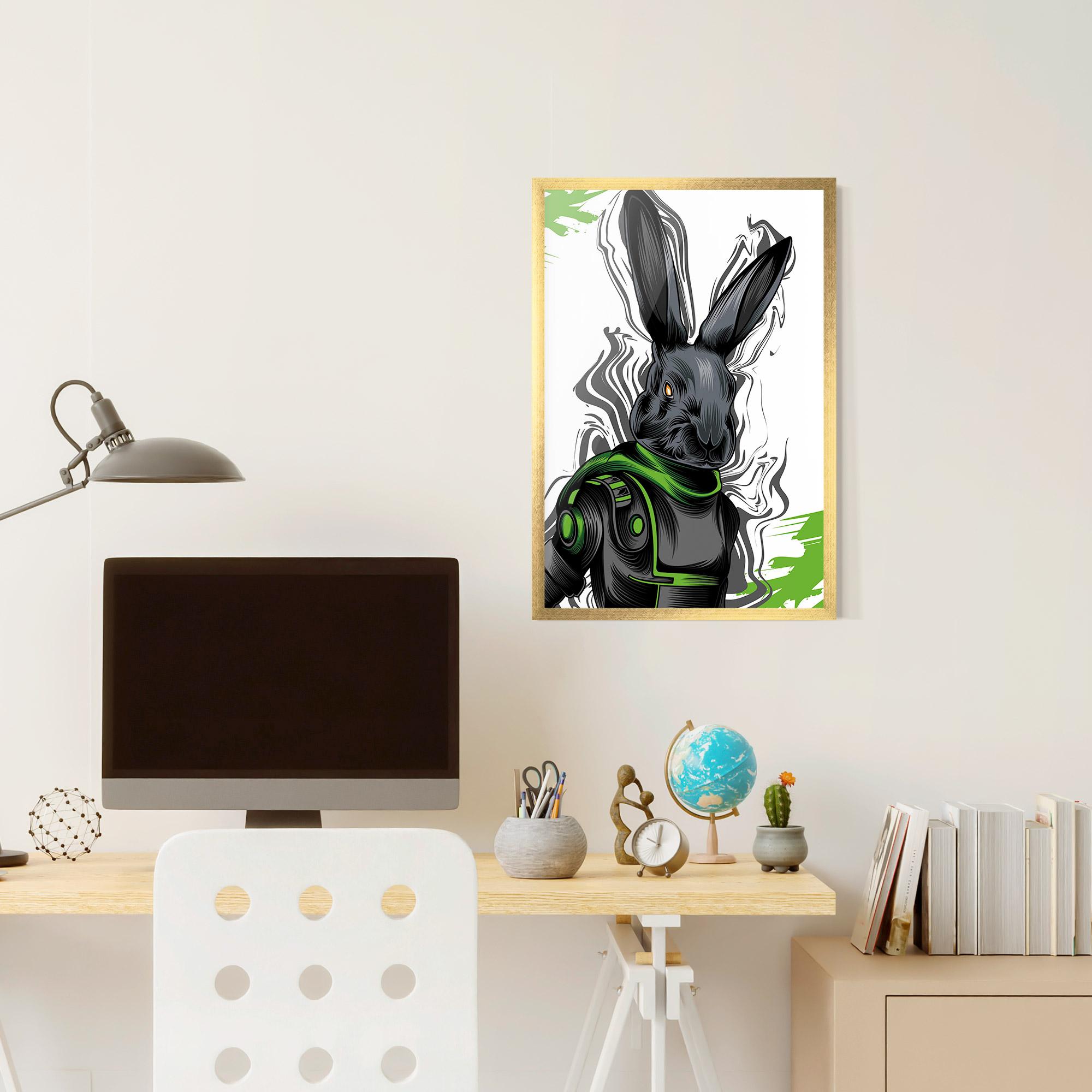 Gerahmte Poster Cyborg Green Bunny mockup 6