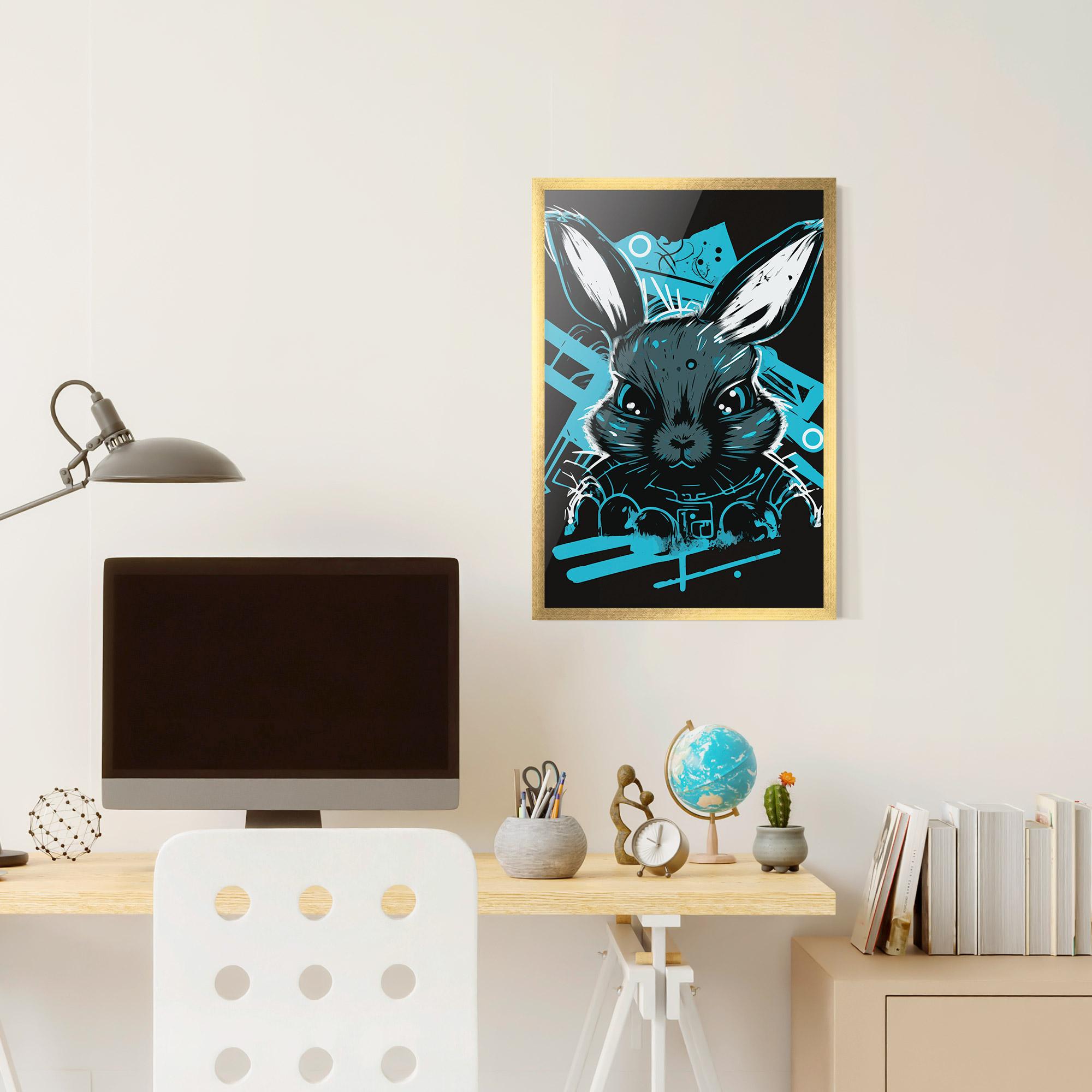 Gerahmte Poster Grey Blue Bunny mockup 6