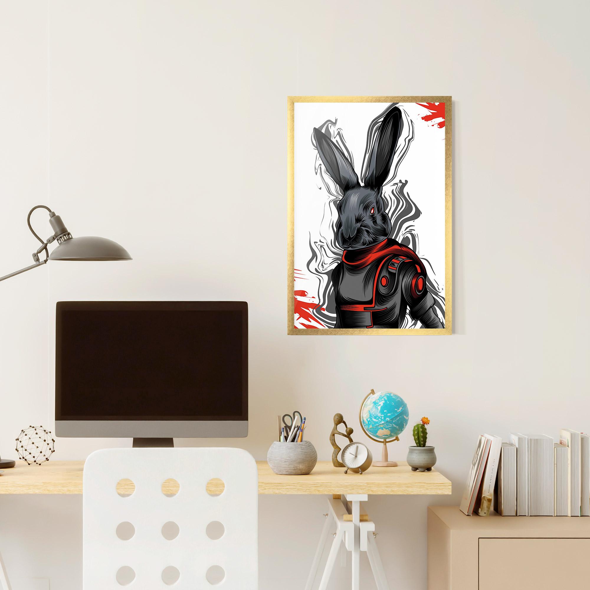 Gerahmte Poster Red Robot Bunny mockup 6