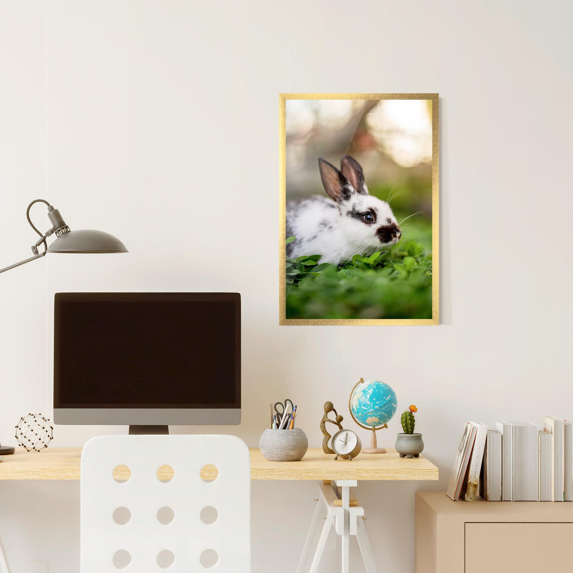 Gerahmte Poster White Black Bunny mockup 6