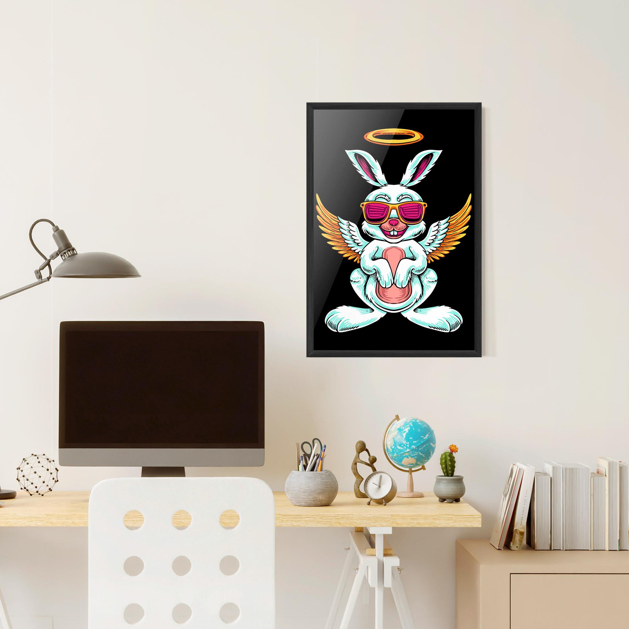 Gerahmte Poster Angel Cool Bunny mockup 6