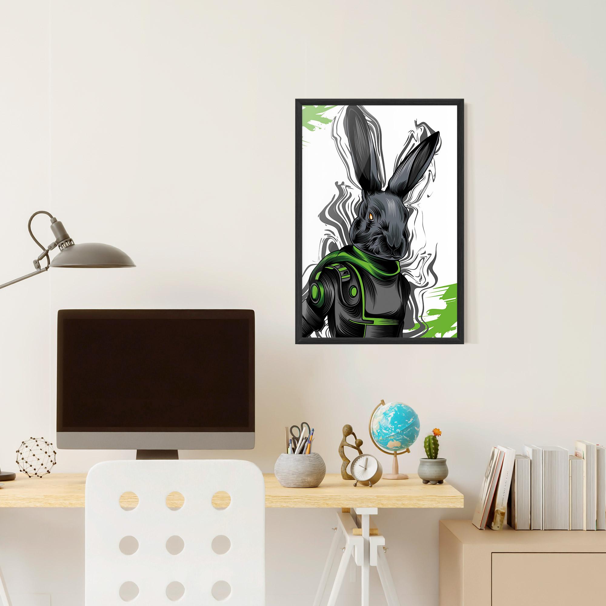 Gerahmte Poster Cyborg Green Bunny mockup 6