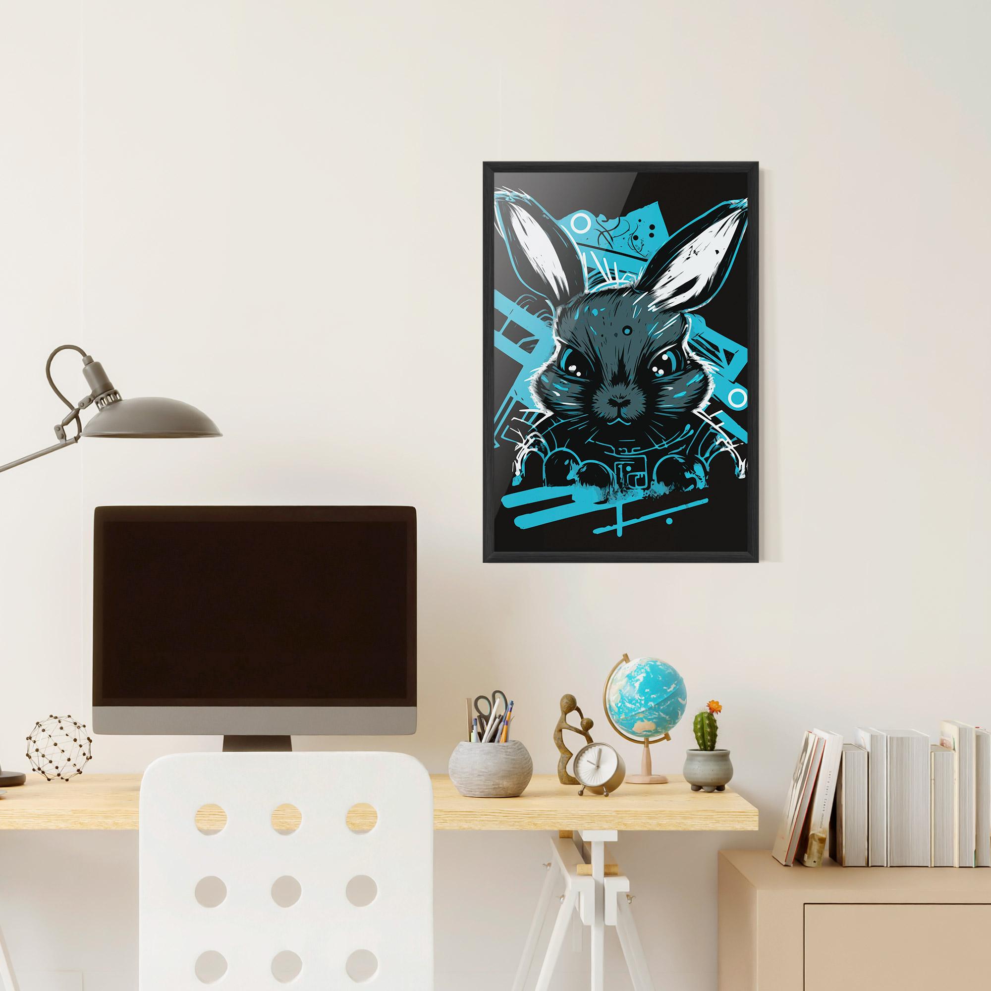 Gerahmte Poster Grey Blue Bunny mockup 6
