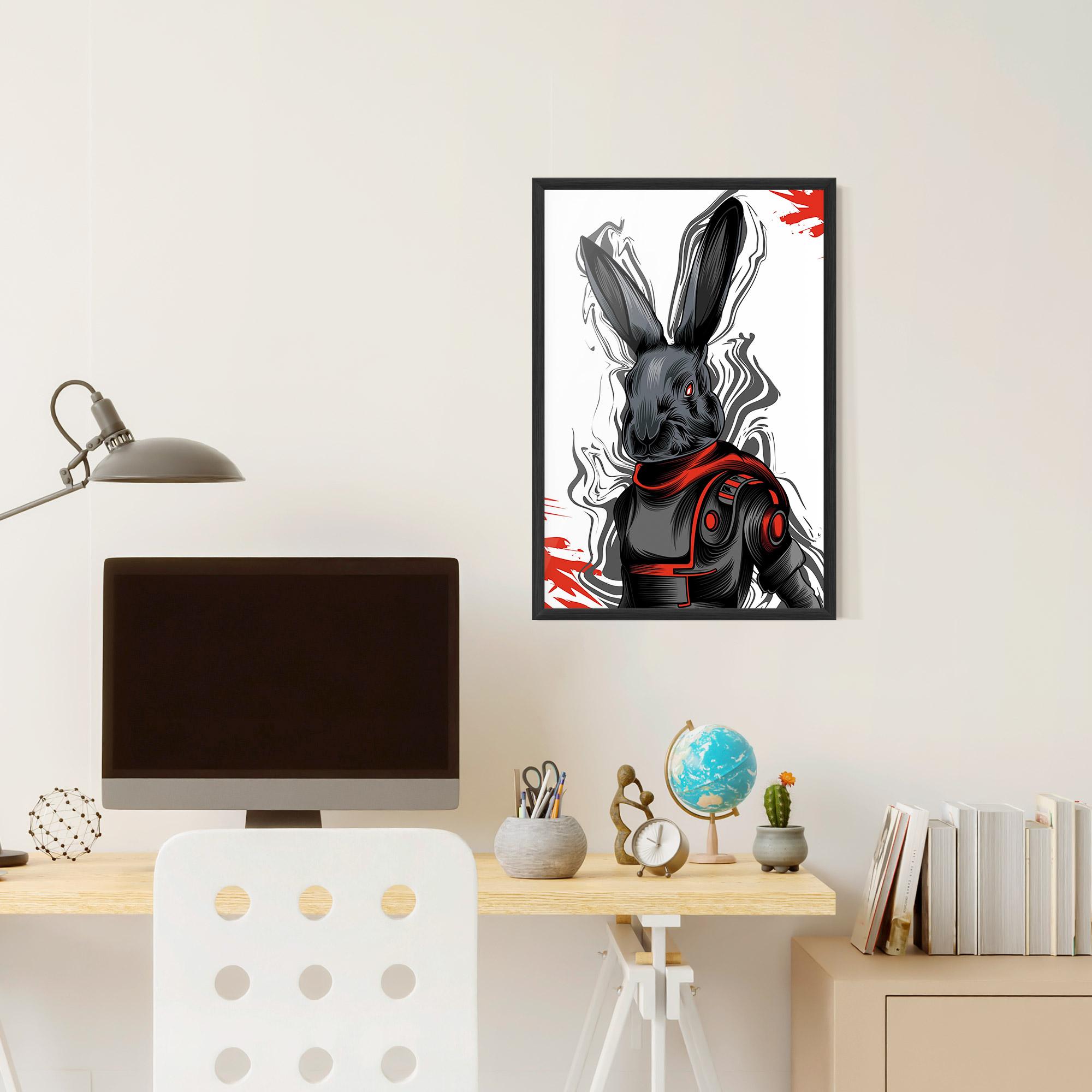 Gerahmte Poster Red Robot Bunny mockup 6