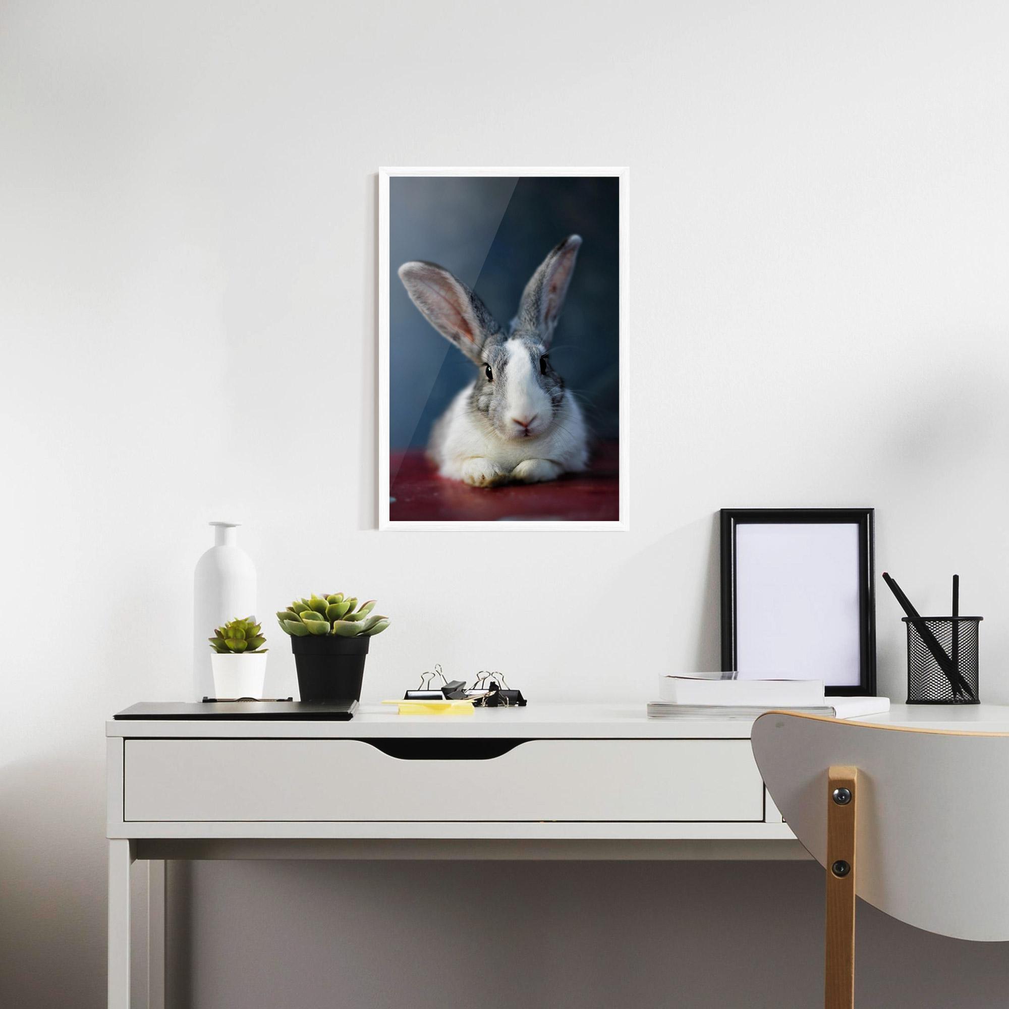 Gerahmte Poster Cute Grey Bunny mockup 7