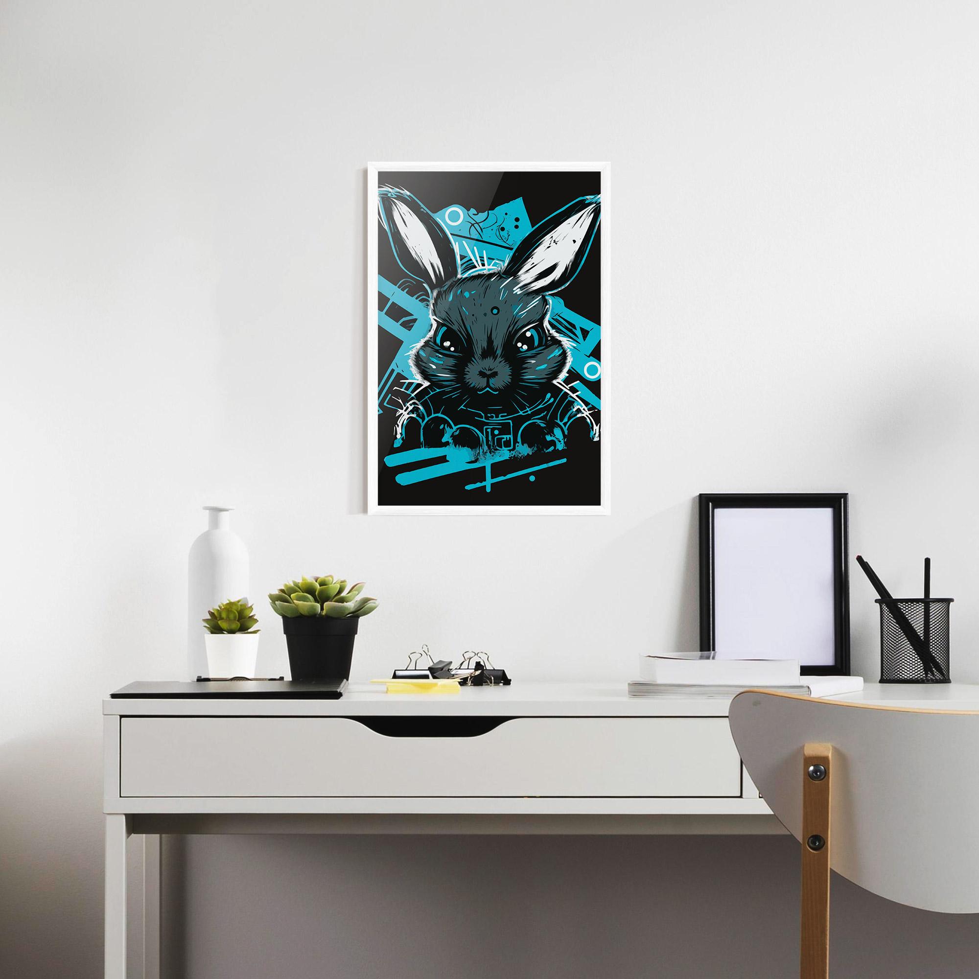 Gerahmte Poster Grey Blue Bunny mockup 7