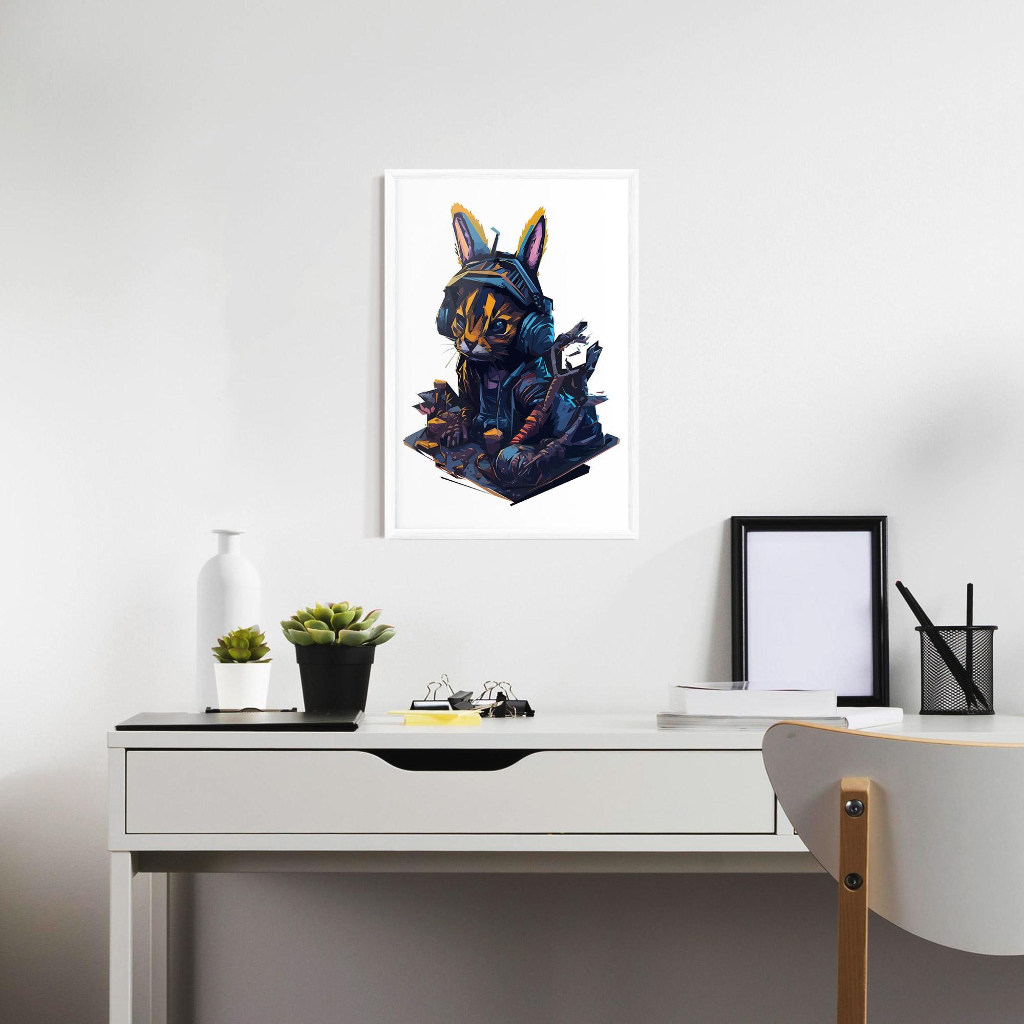 Gerahmte Poster Orange Rabbit Headset mockup 7