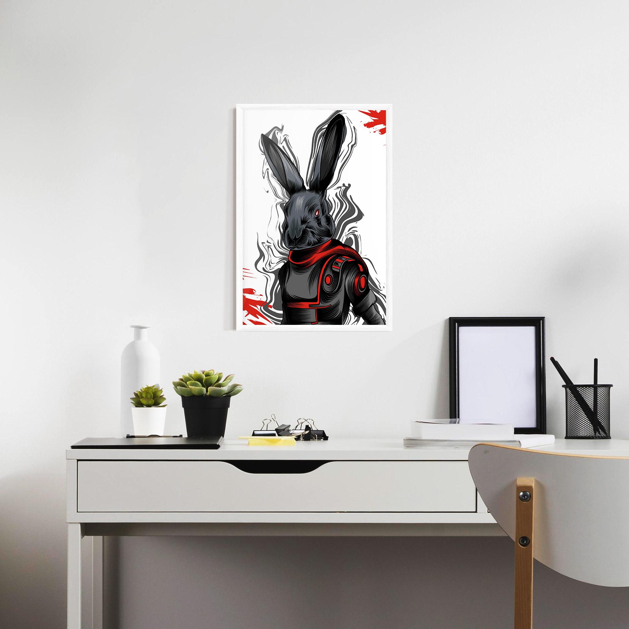 Gerahmte Poster Red Robot Bunny mockup 7