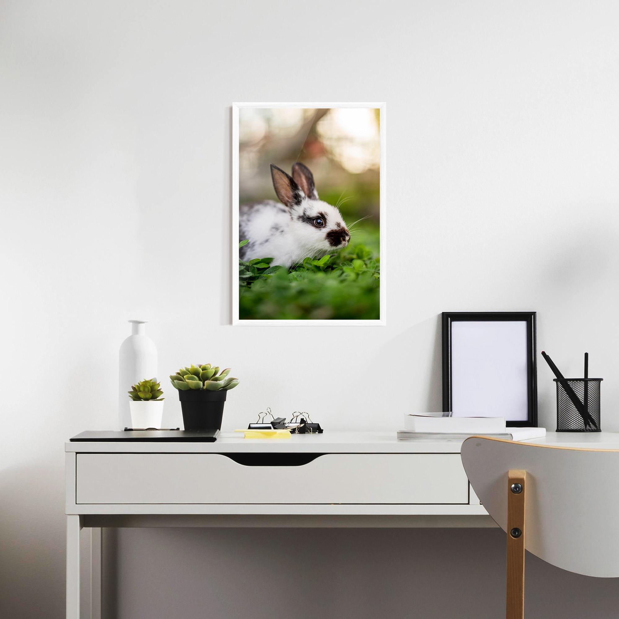 Gerahmte Poster White Black Bunny mockup 7