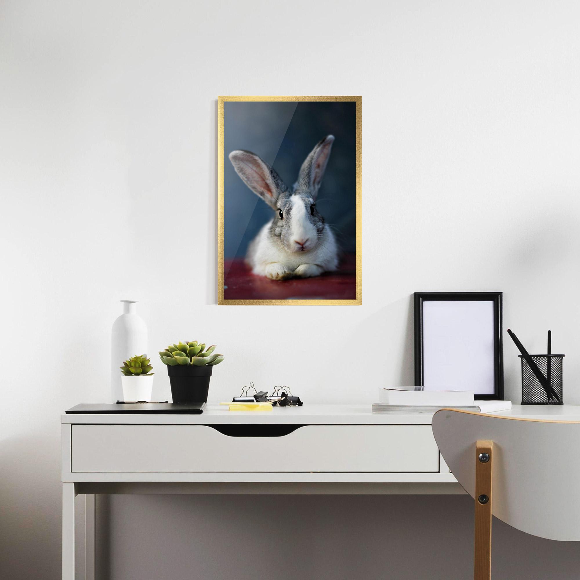 Gerahmte Poster Cute Grey Bunny mockup 7