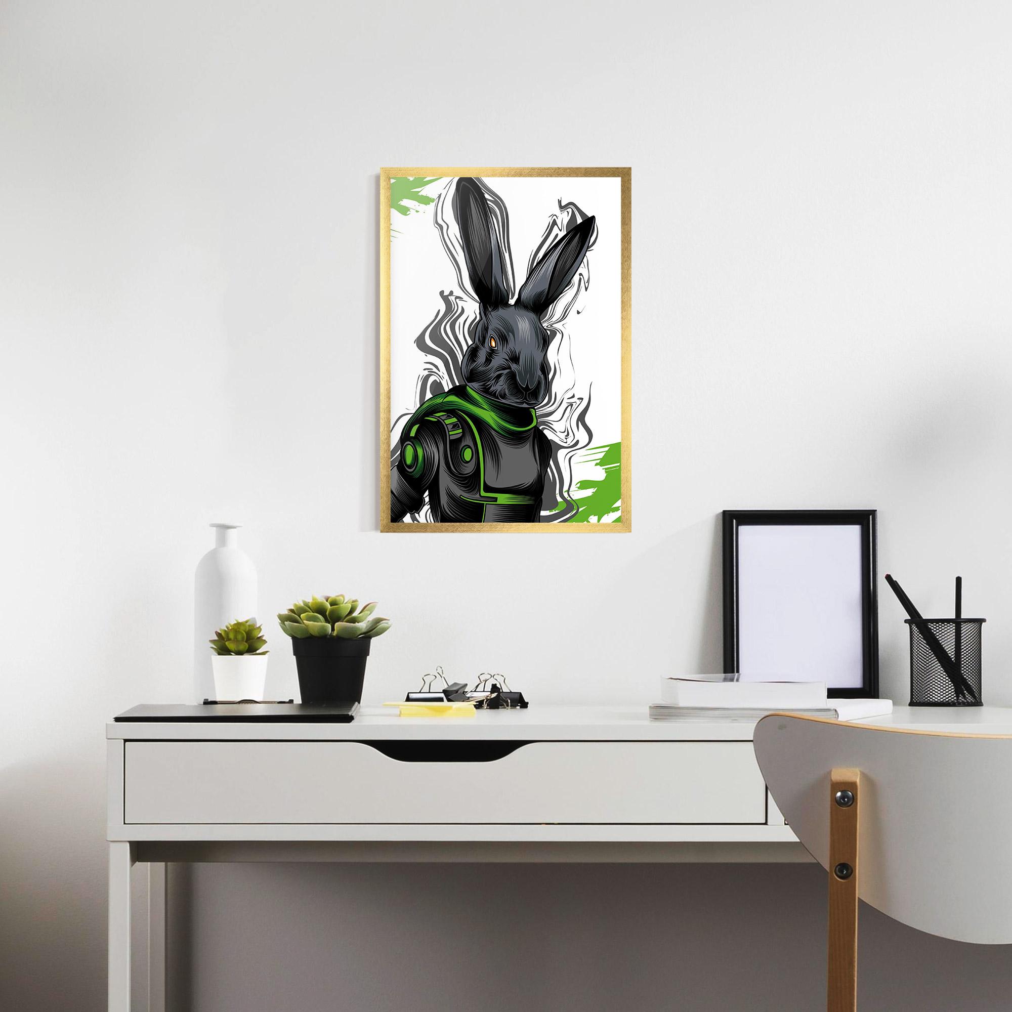 Gerahmte Poster Cyborg Green Bunny mockup 7