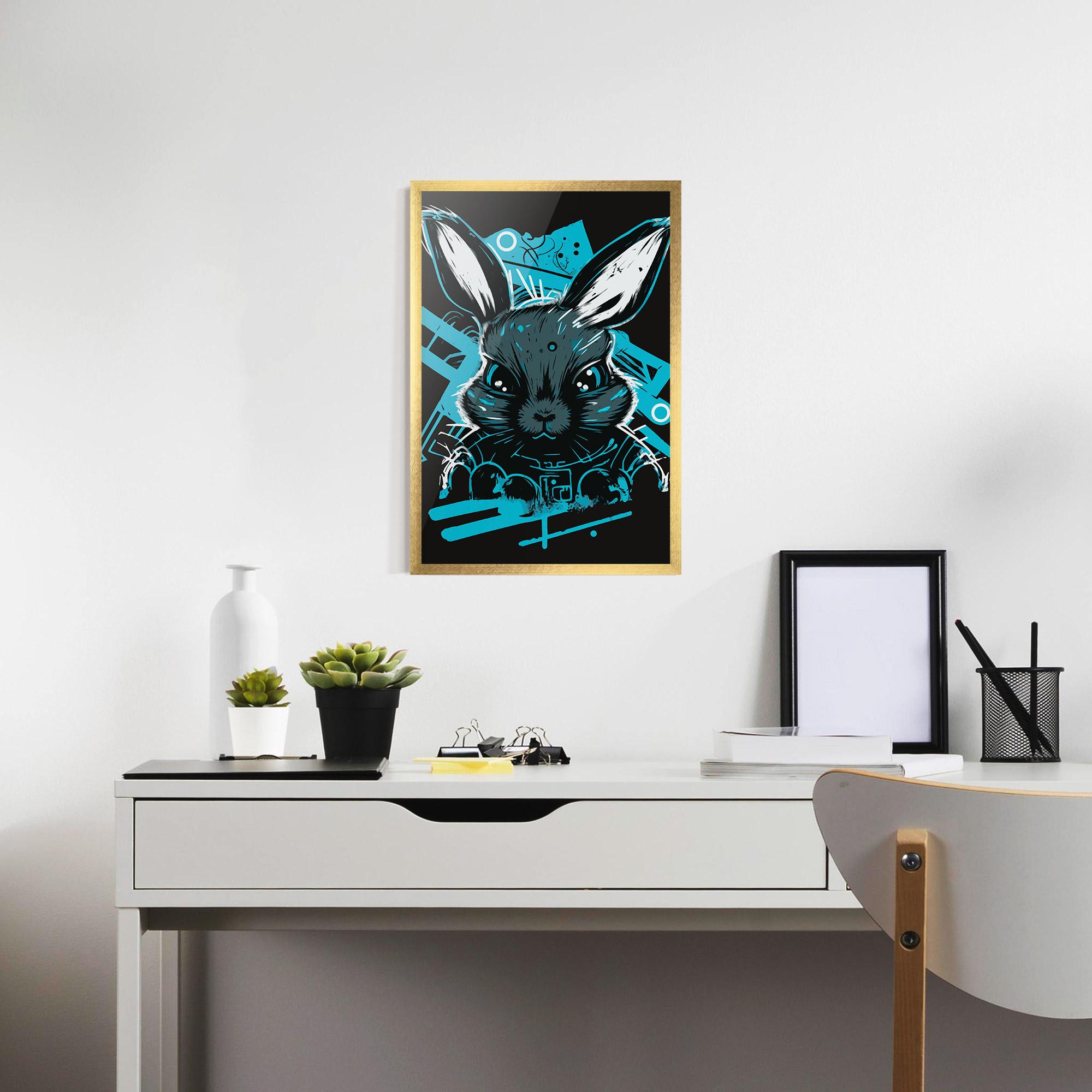 Gerahmte Poster Grey Blue Bunny mockup 7